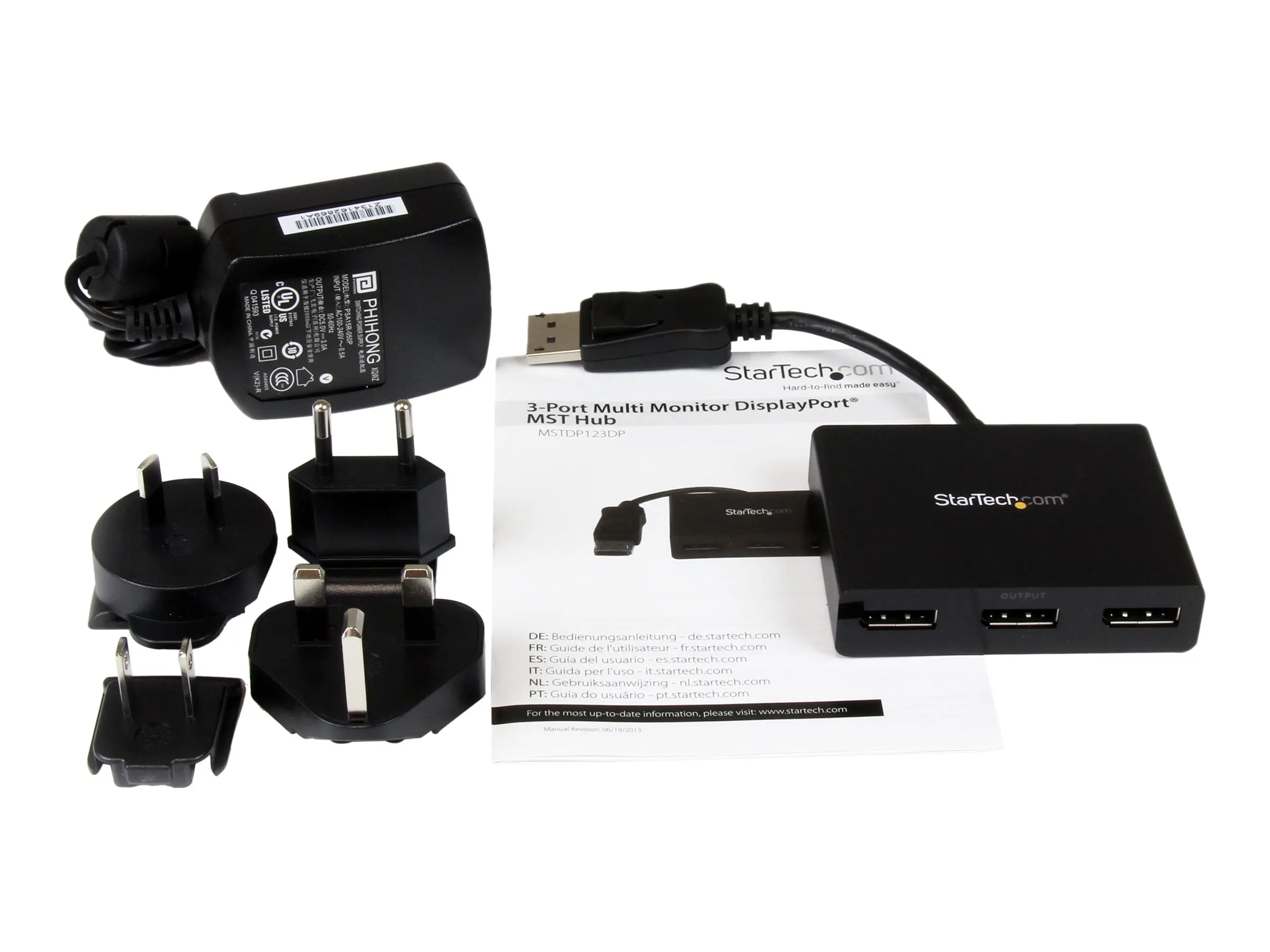STARTECH MSTDP123DP — 3-PORT DISPLAYPORT MULTI-MONITOR ADAPTER DRIVES 2X 4K 30HZ + 1X 1080P 60HZ DP DI