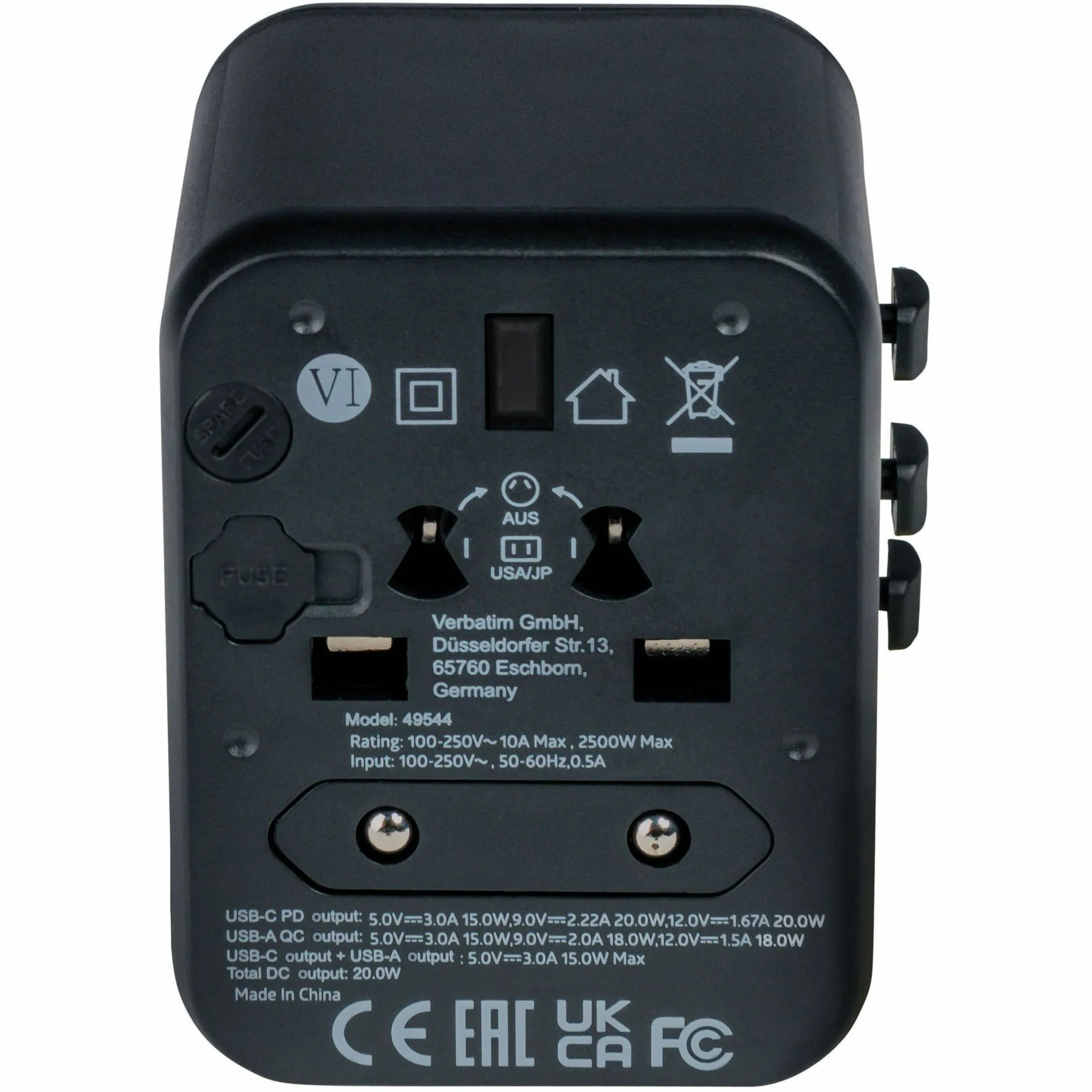 VERBATIM 49544 — UNIVERSAL TRAVEL ADAPTER UTA-02