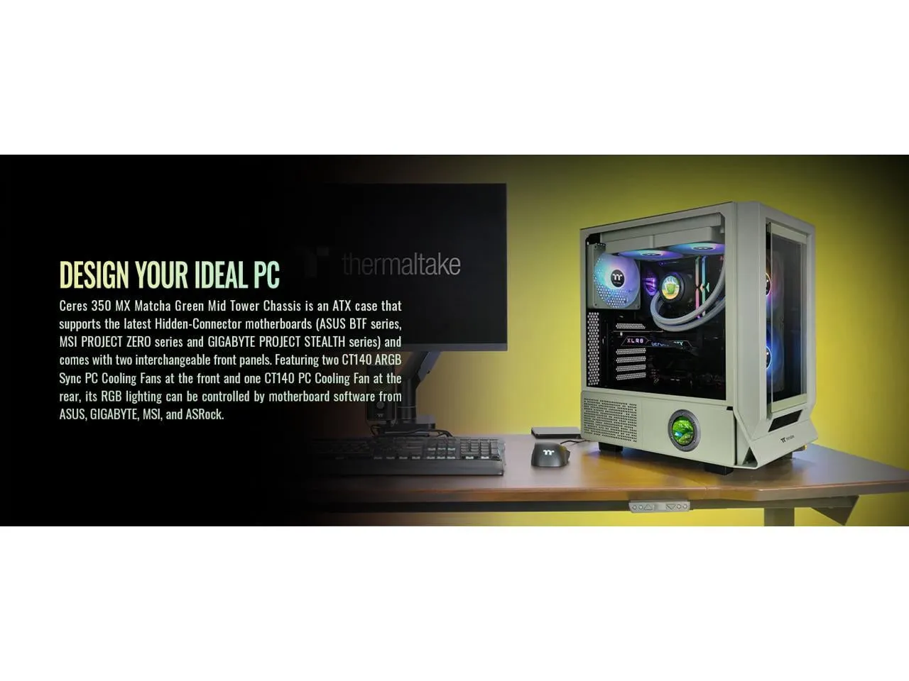 Thermaltake CA-1Z3-00MEWN-00 — Ceres 350 MX Matcha Green Mid Tower Chassis