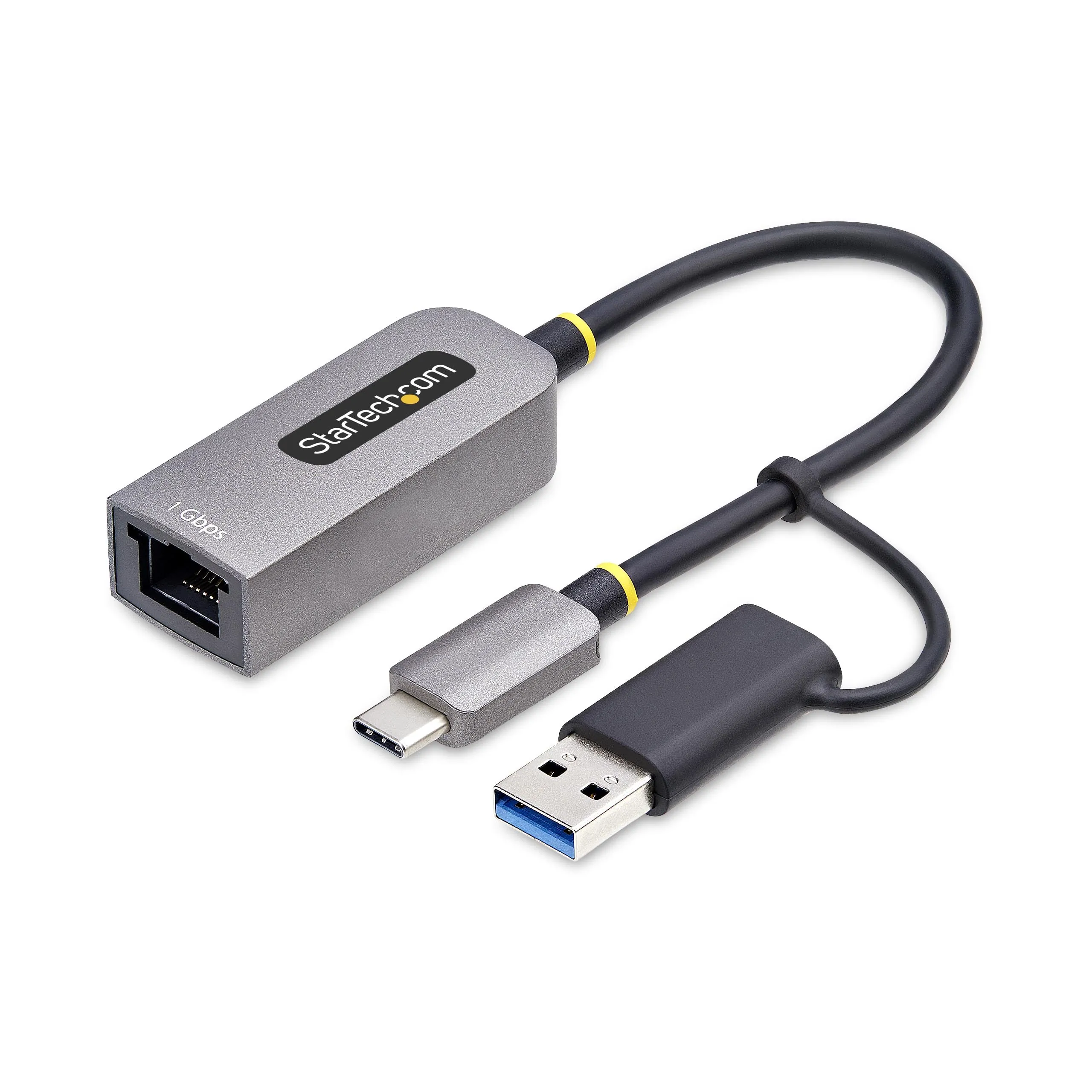 STARTECH C21GA-USB-ETHERNET — USB-C TO ETHERNET ADAPTER WITH USB-A DONGLE, 10/100/1000MBPS, USB 3.0 TO GIGABIT