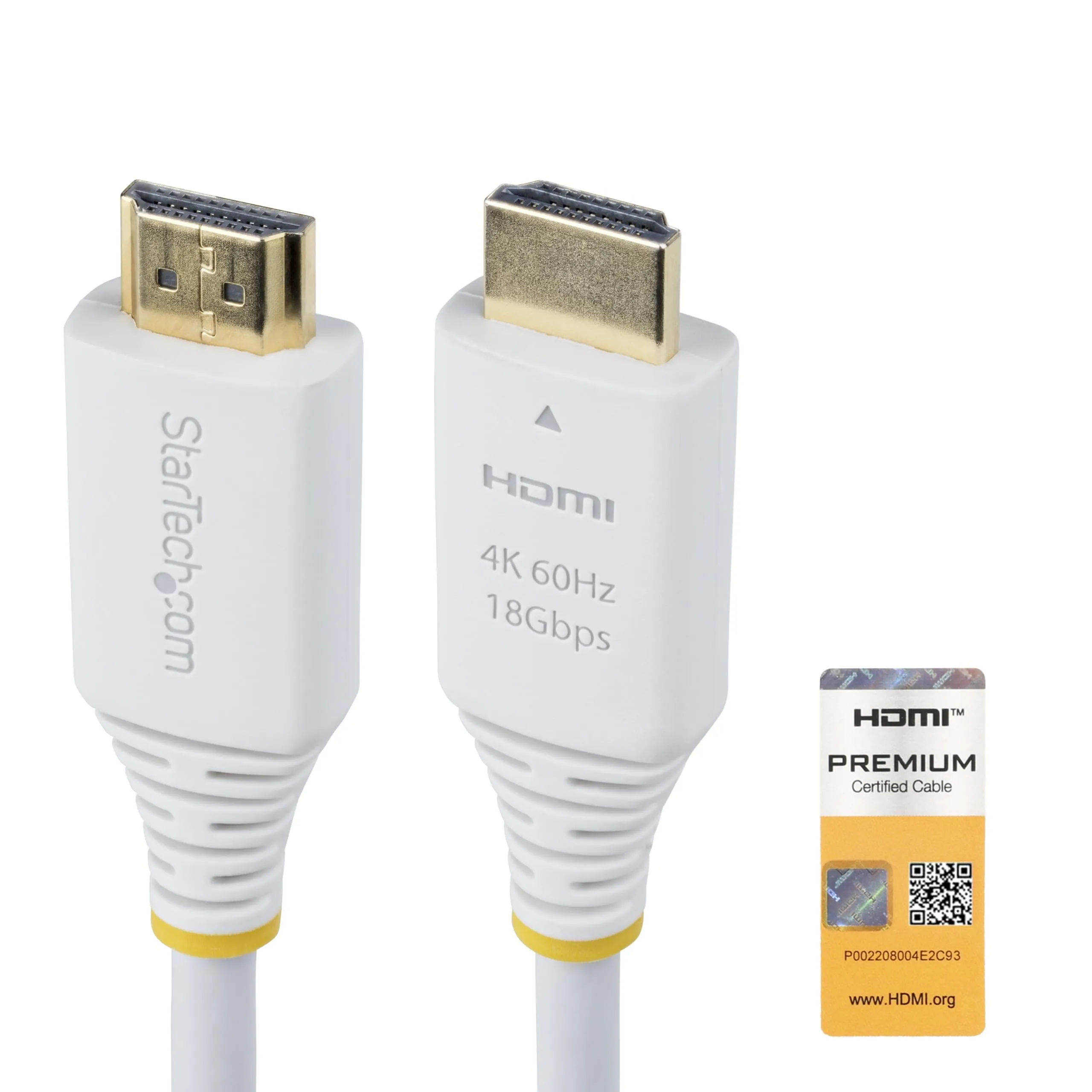 STARTECH HDMI2-CABLE-4K60-6FW — 6FT (1.8M) PREMIUM CERTIFIED HIGH SPEED HDMI CABLE, 4K 60HZ/1440P 144HZ, HDR10/H