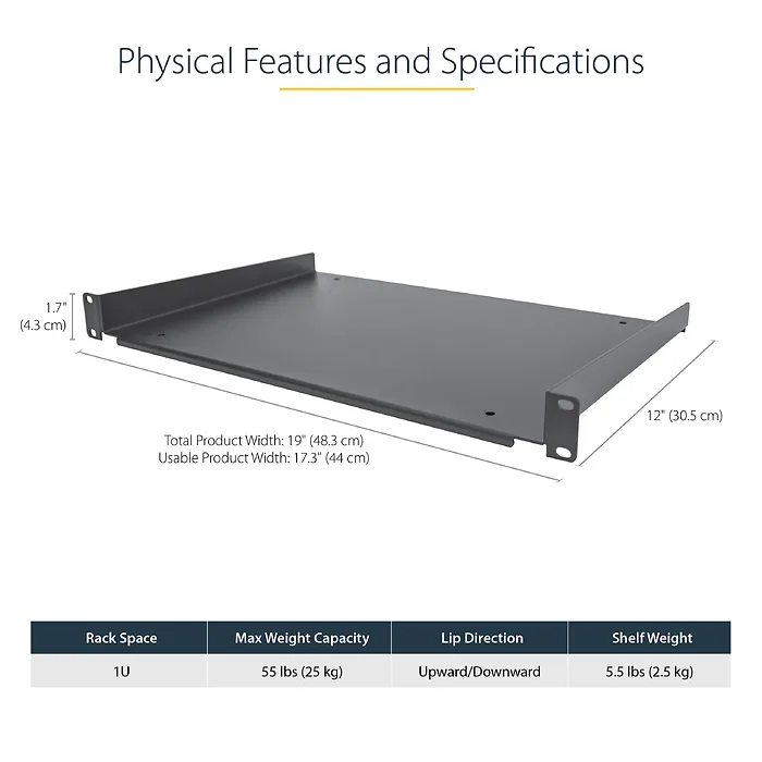 STARTECH-SHELF-1U-12-FIXED-S