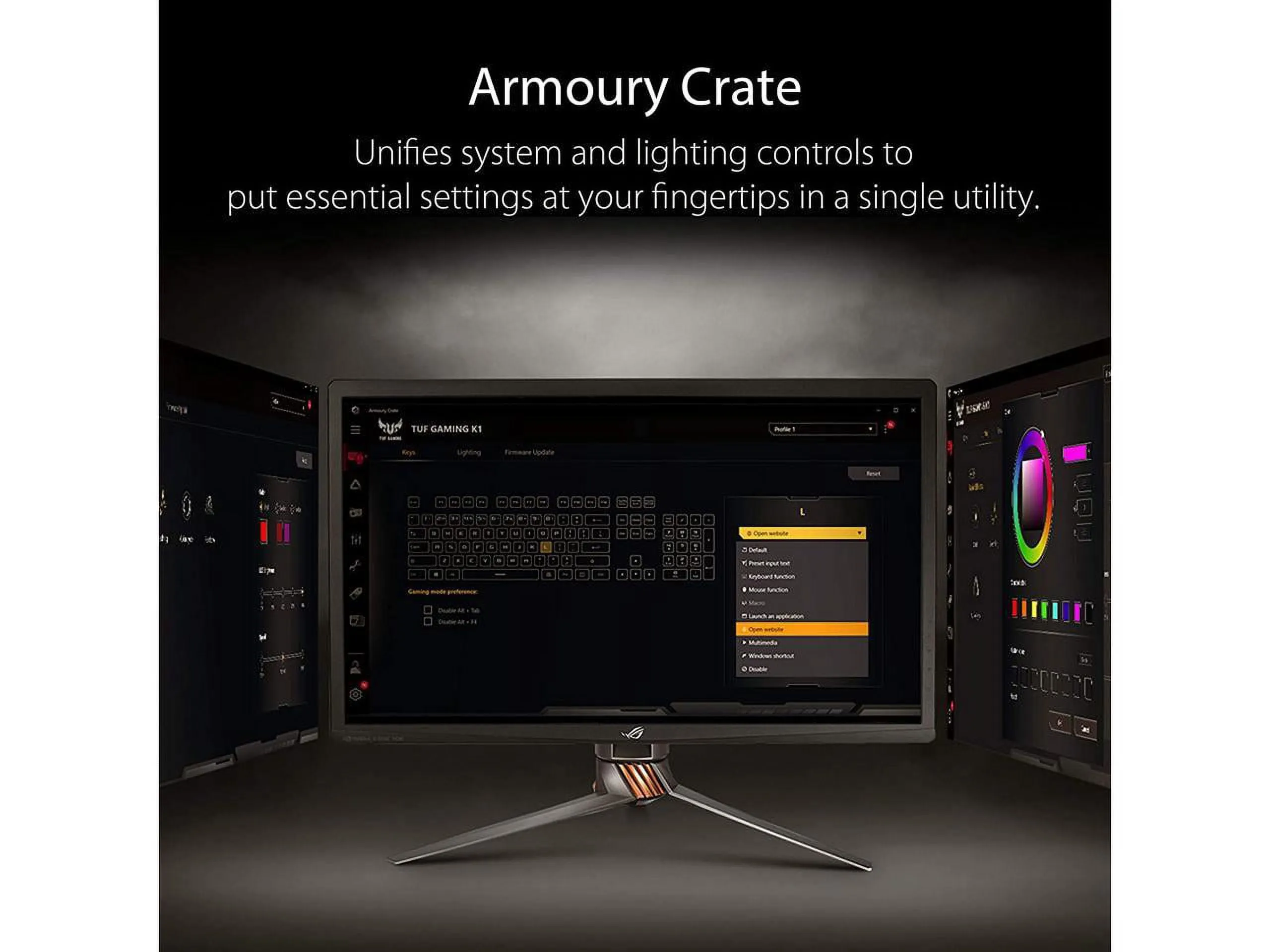 ASUS 90MP01X0-BKUA00 — ASUS RA04 TUF GAMING K1 RGB KEYBOARD, DEDICATED VOLUME KNOB, SPILL RESISTANCE, S