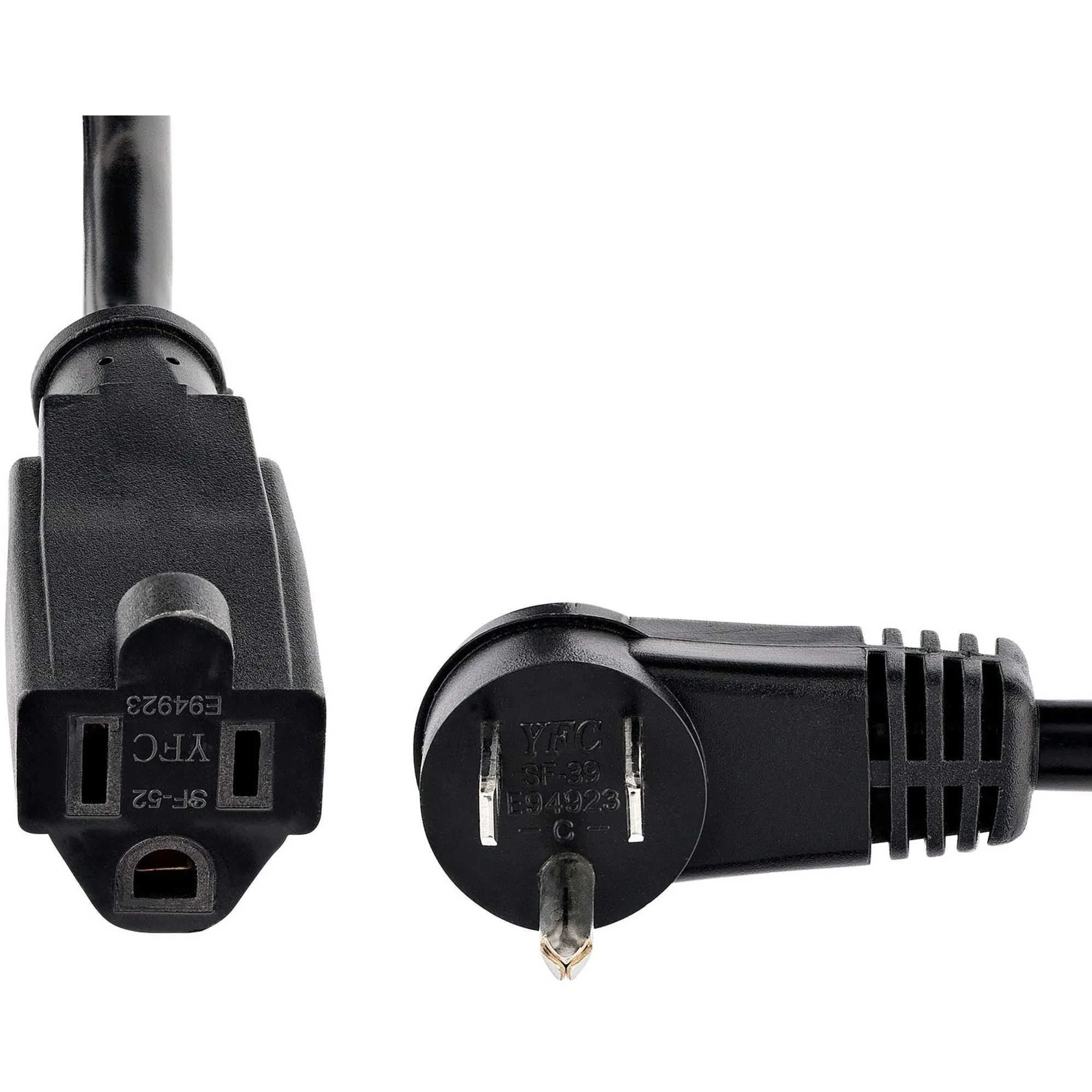 STARTECH RFX-6F-POWER-CORD — 6FT (1.8M) AC POWER EXTENSION CABLE RIGHT-ANGLE NEMA 5-15P TO NEMA 5-15R; 125V 1