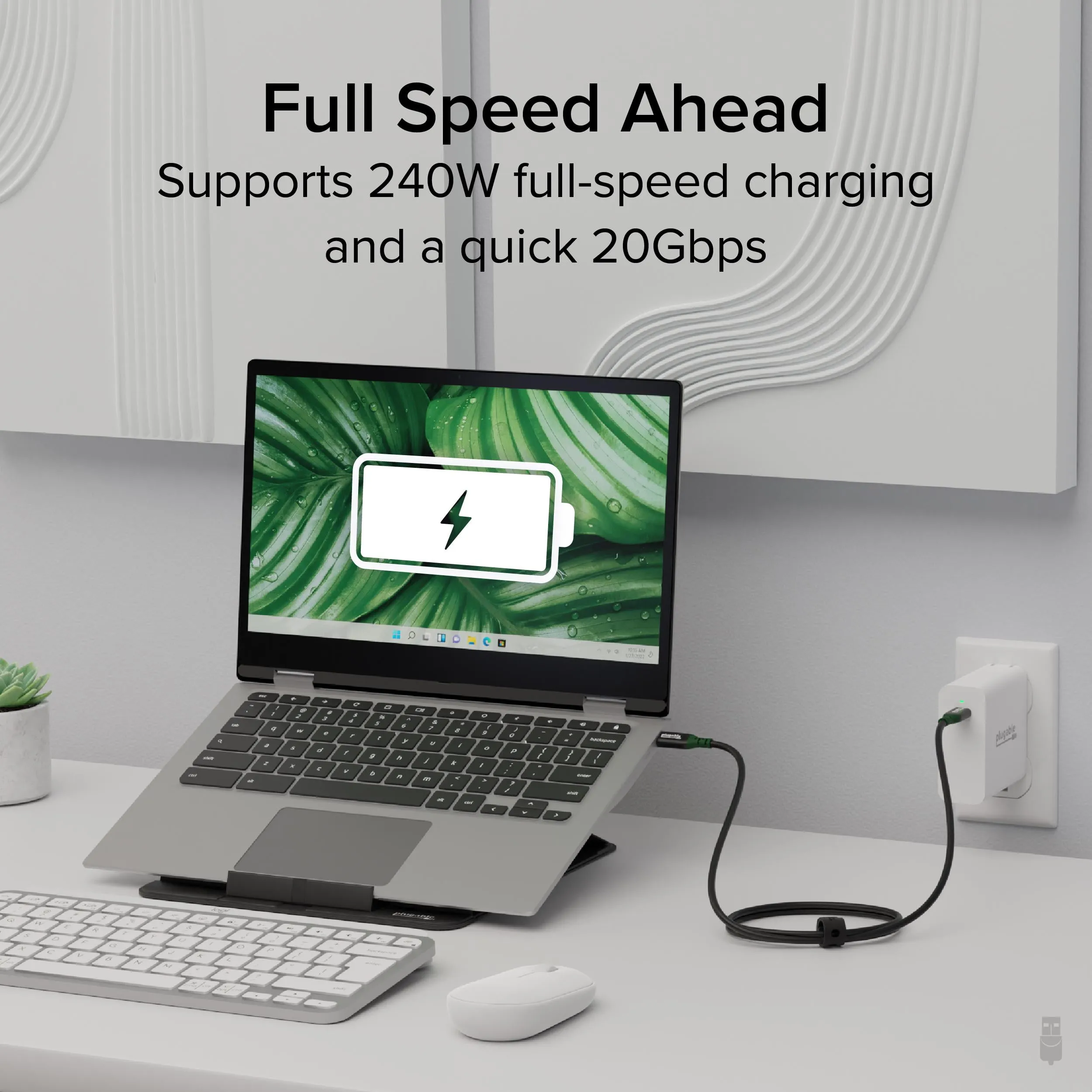 Plugable Technologies USBC-240W-1M — PLUGABLE USB-C 20GBPS 240W EPR CABLE