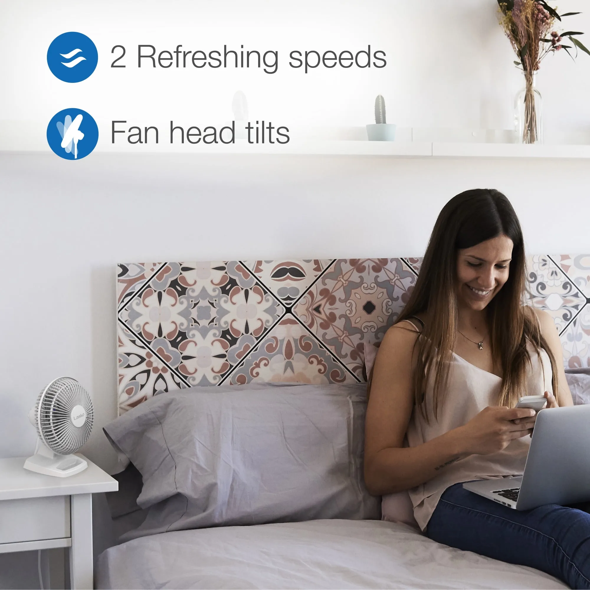 Lasko 2002W — 6-Inch Personal Desktop Fan with Storage Compartment