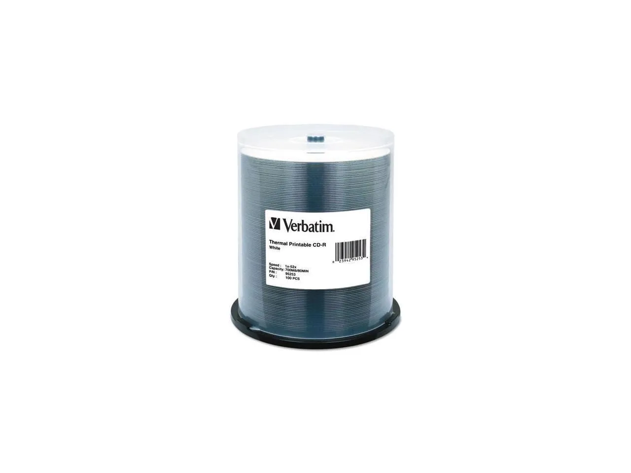 VERBATIM 95253 — 100PK CD-R 80MIN 700MB 52X WHT THERMAL