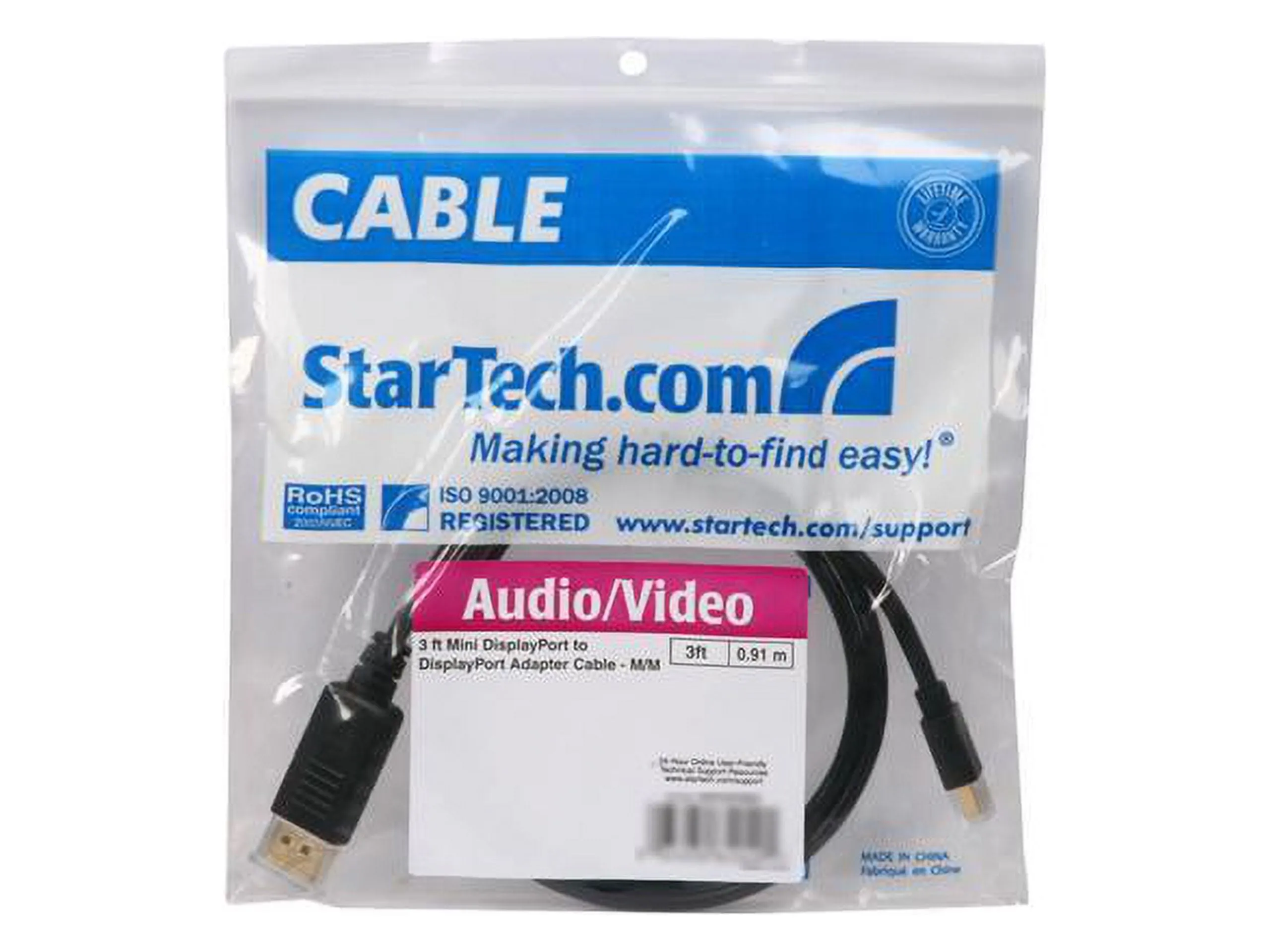 STARTECH MDP2DPMM3 — 3FT 1M MINI DP TO DISPLAYPORT 1.2 CABLE