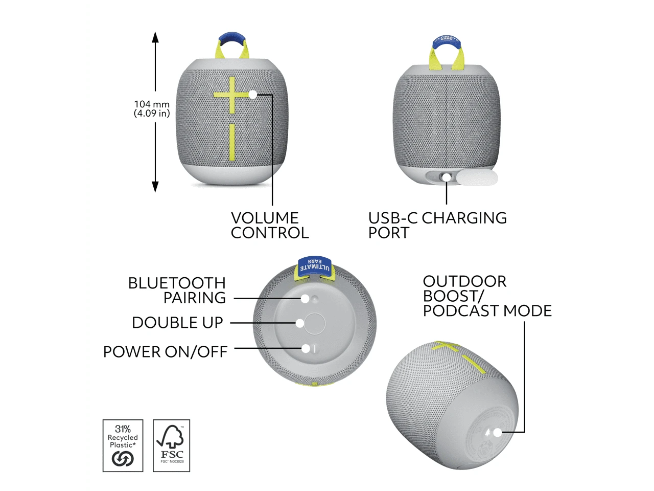 Logitech 984-001879 — ULTIMATE EARS WONDERBOOM 4 - GRAY