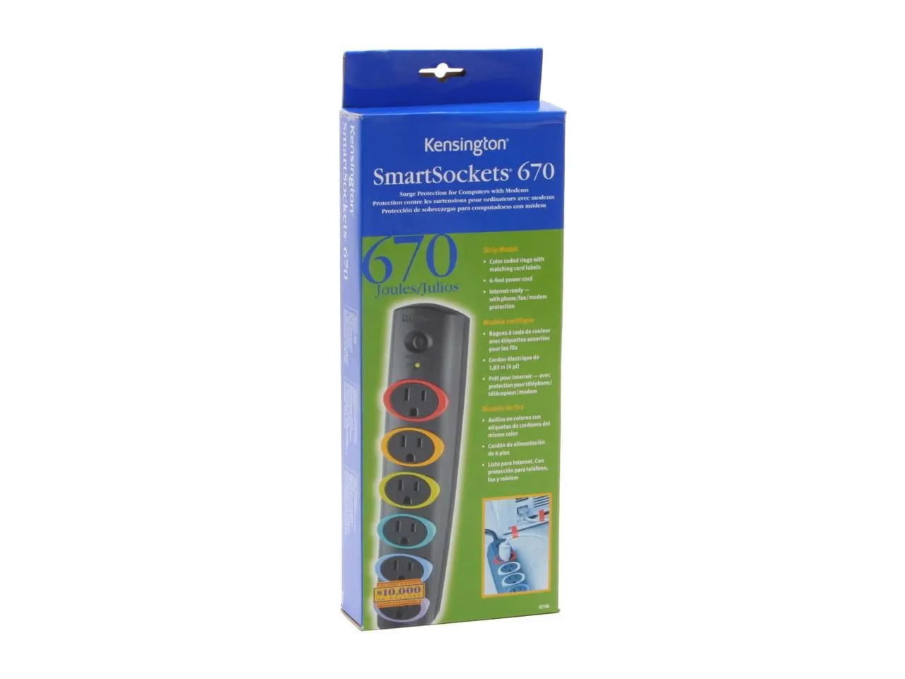 KENSINGTON K62146NA — SMARTSOCKETS BASIC SURGE STRIP 6 OUTLET