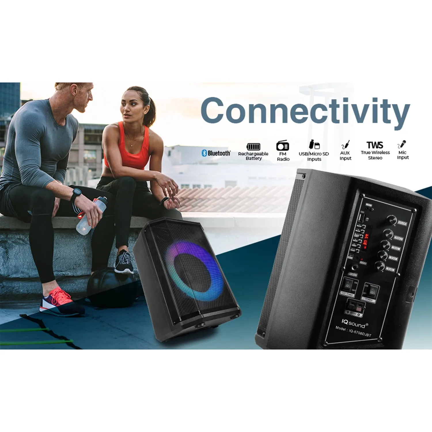 Supersonic IQ-6708DJBT — IQ Sound 8-Inch Bluetooth Tailgate Speaker