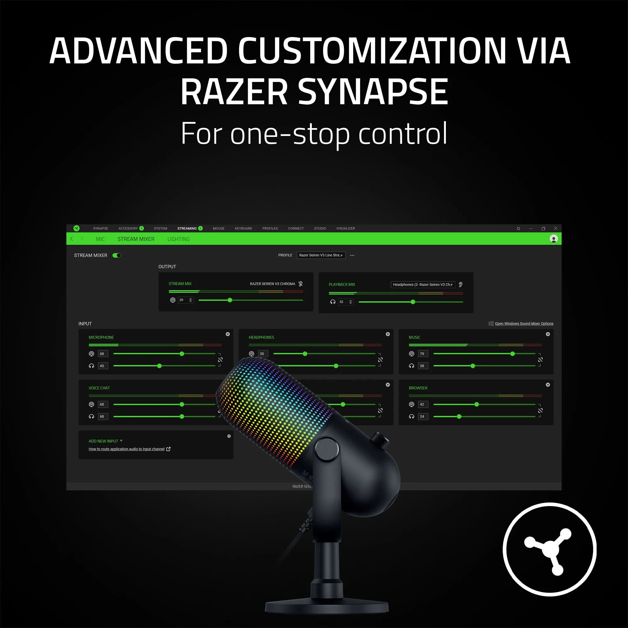 Razer RZ19-05060100-R3U1 — Razer Seiren V3 Chroma Streaming Mic