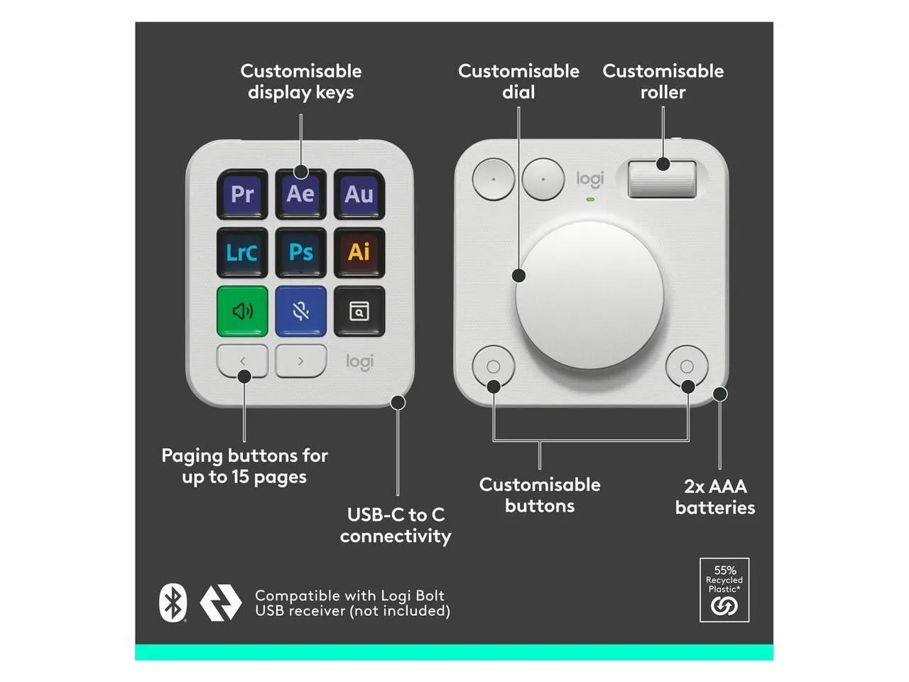 Logitech 920-012661 — LOGITECH MX CREATIVE CONSOLE - PALE GREY