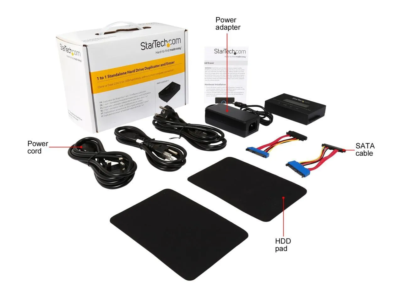 STARTECH SATDUP11 — 1:1 STANDALONE SATA HARD DRIVE DUPLICATOR AND ERASER PERFORMS DISK CLONING AND E