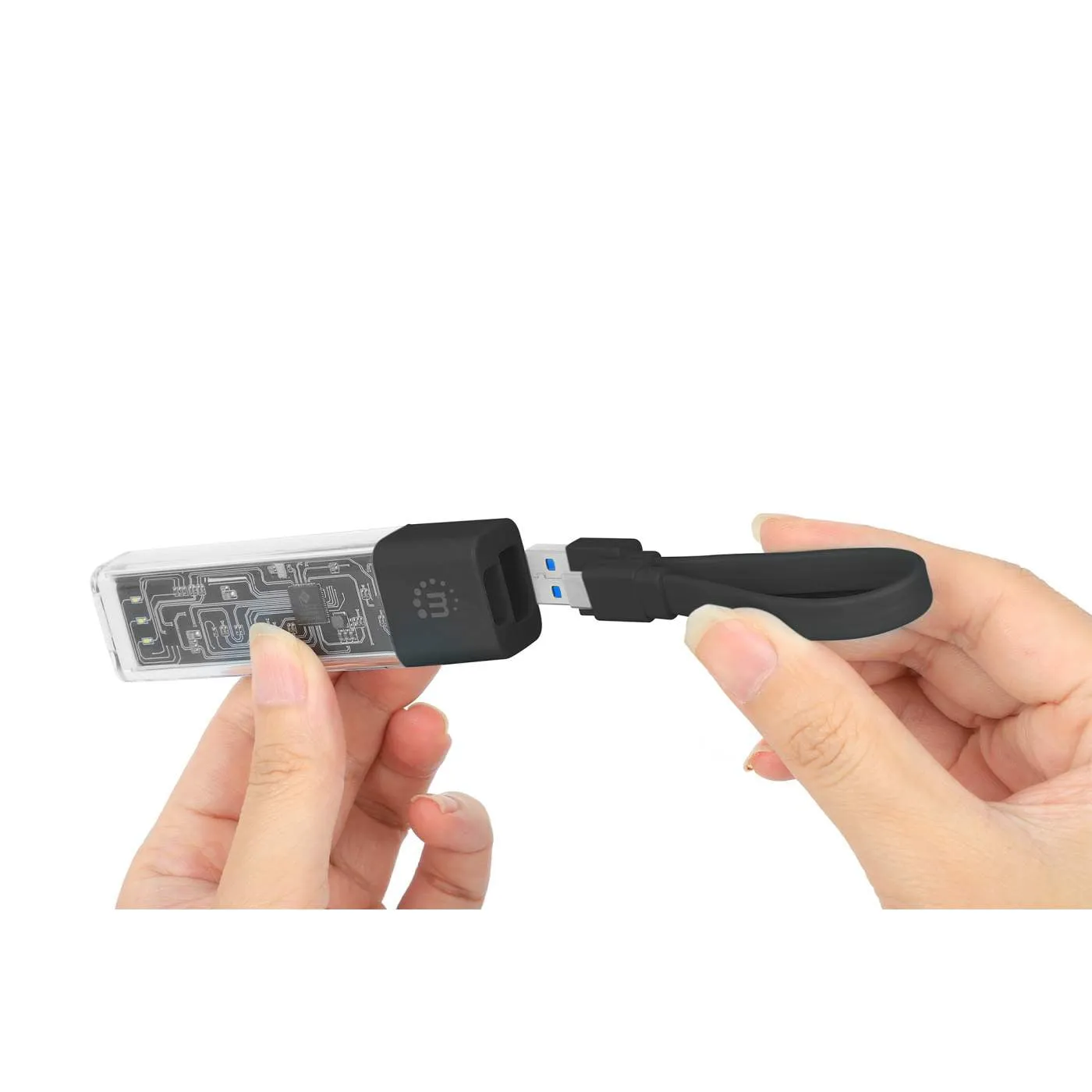 Manhattan 181013 — TRANSPARENT 4-PORT USB 3.0 TYPE-C / TYPE-A COMBO HUB