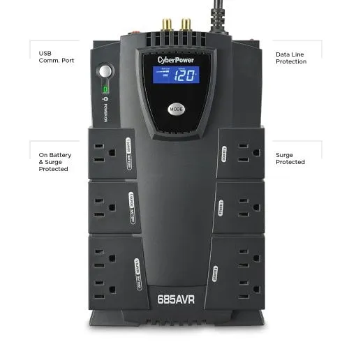 CyberPower CP685AVRLCD — 685VA CP AVR LCD UPS 3 YR WTY