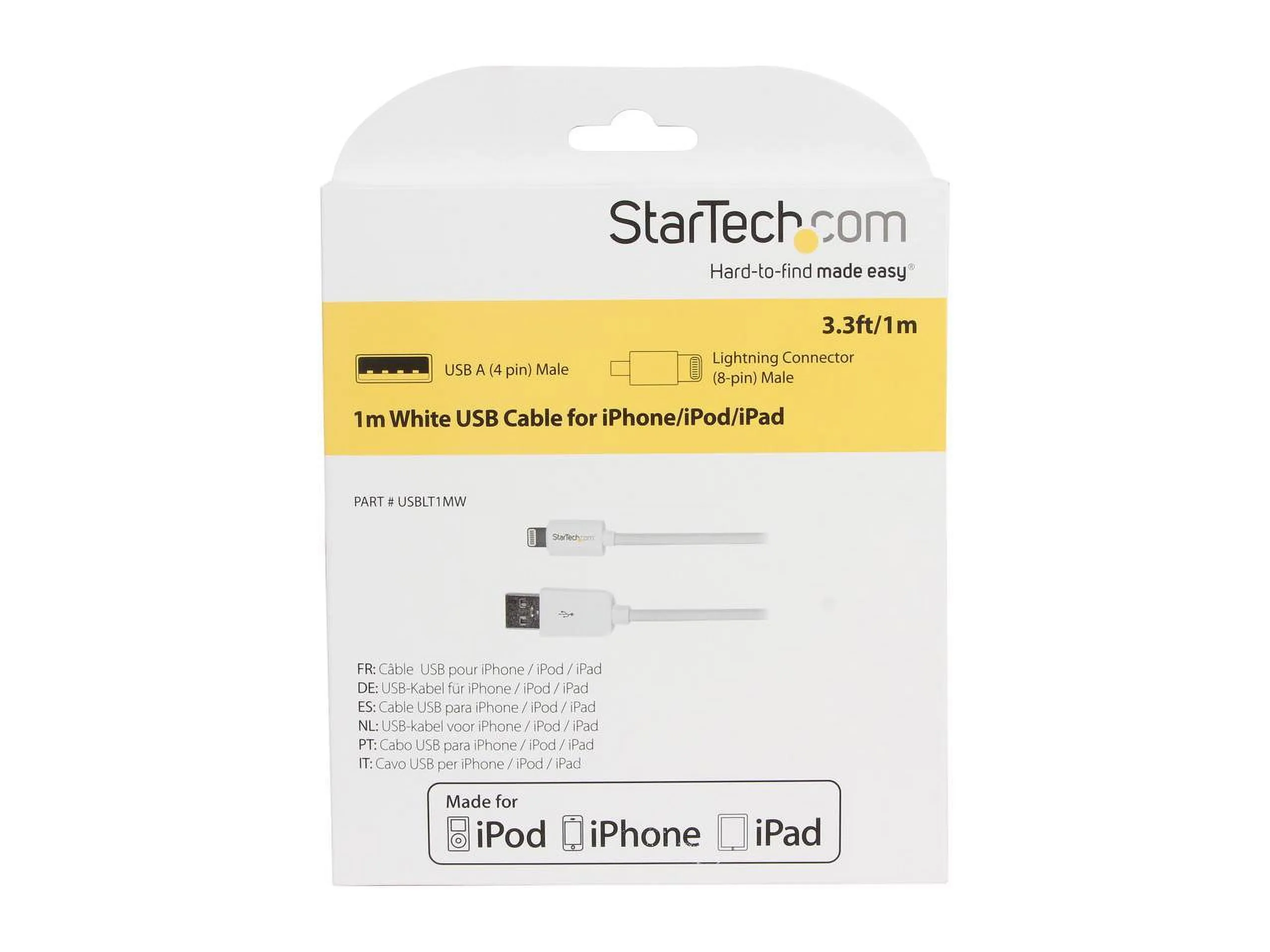 STARTECH USBLT1MW — CHARGE AND SYNC YOUR NEWER GENERATION APPLE LIGHTNING-EQUIPPED DEVICES-COMPARABL