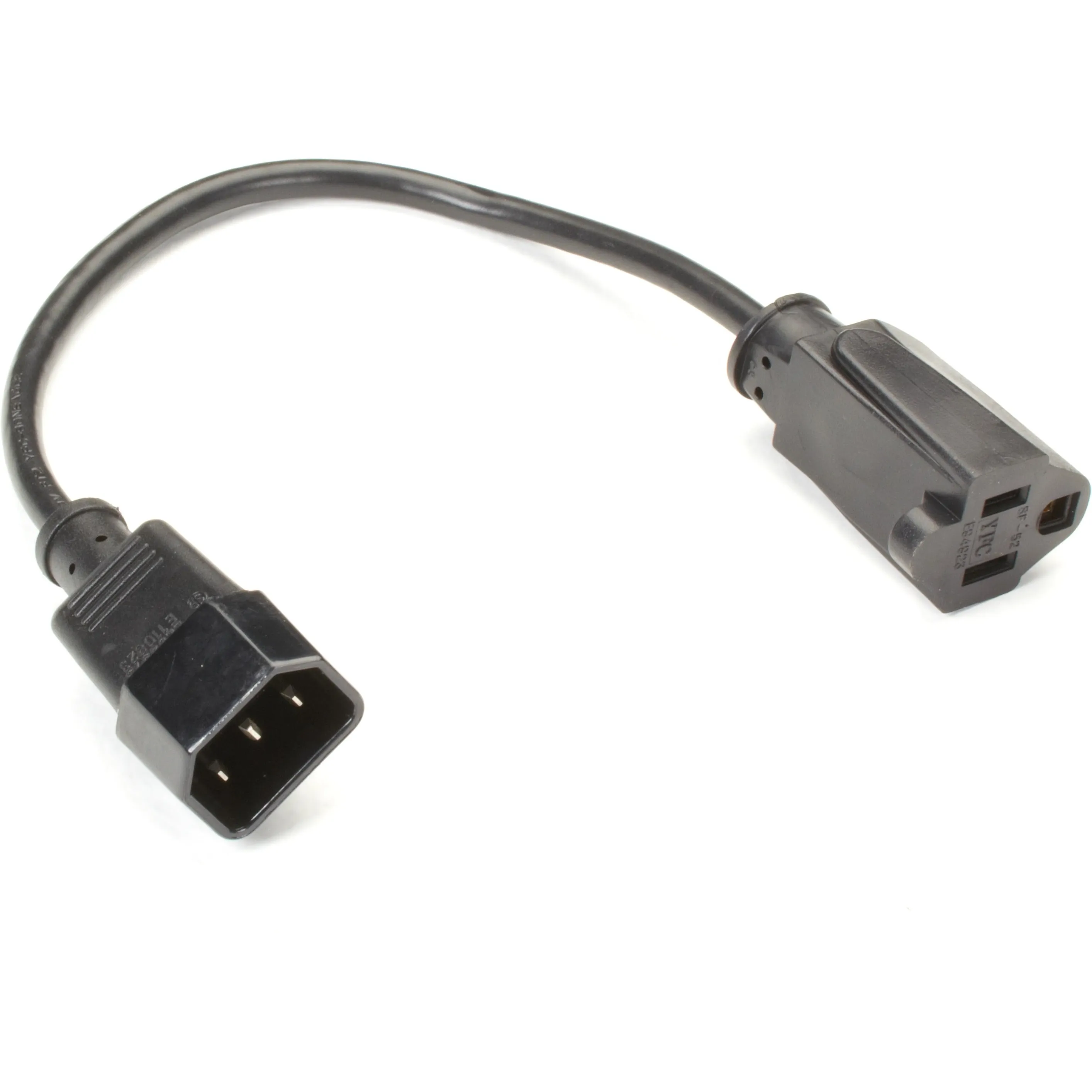 BLACK BOX CORPORATION EPXR15 — CONVERTS AN IEC 320 SOCKET IN A POWER STRIP OR PDU TO A 3-PRONG OUTLET.