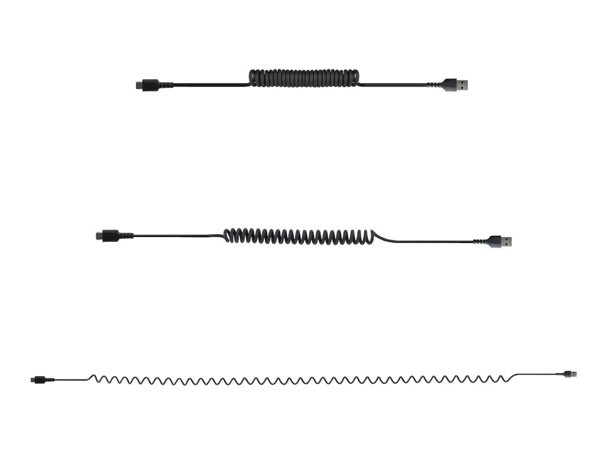 STARTECH R2ACC-1M-USB-CABLE — 3FT USB A TO C CHARGING CABLE COILED M/M