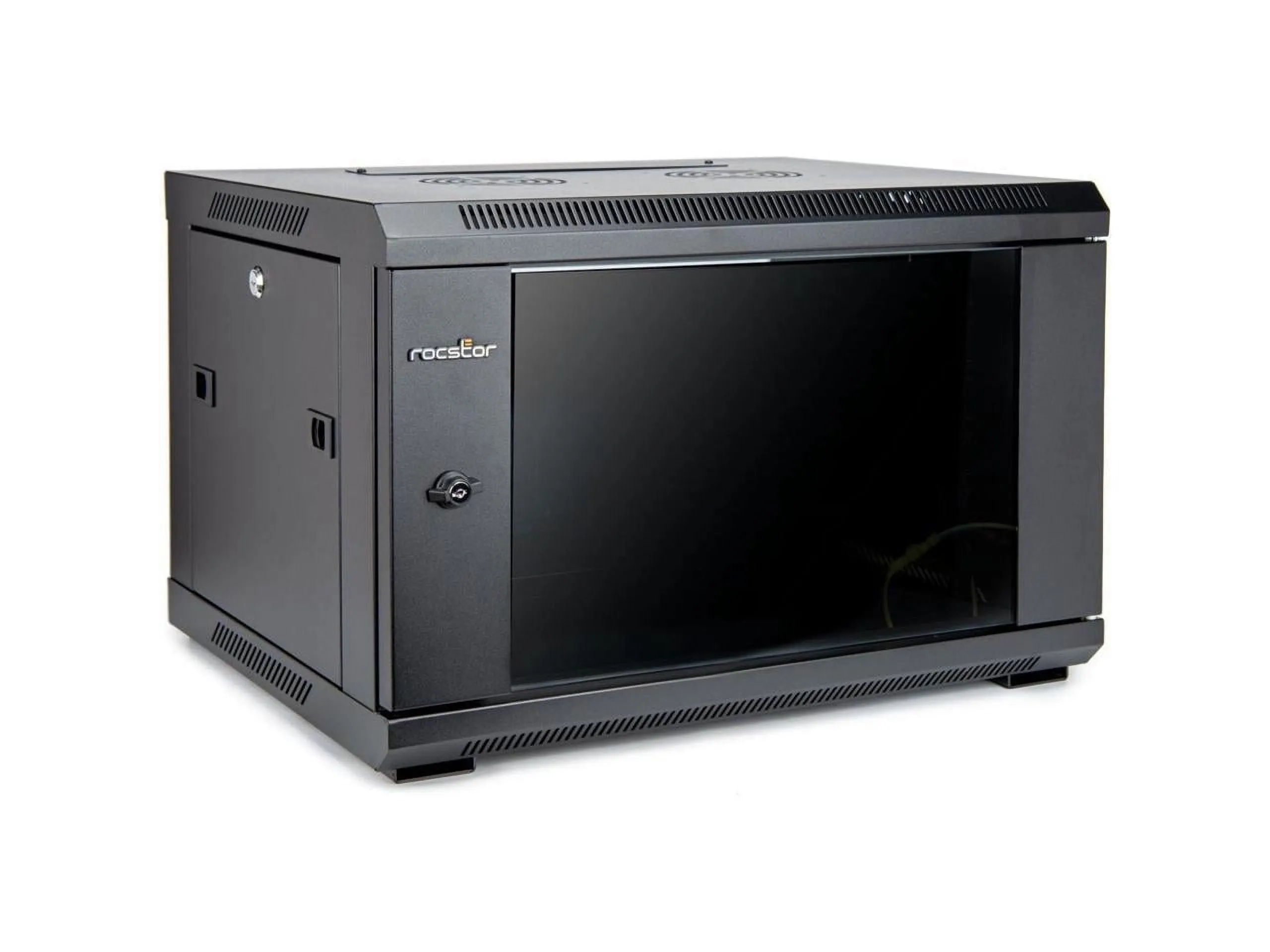 ROCSTOR Y10E001-B1 — SOLIDRACK 6U Tempered Glass Rack Enclosure - Black