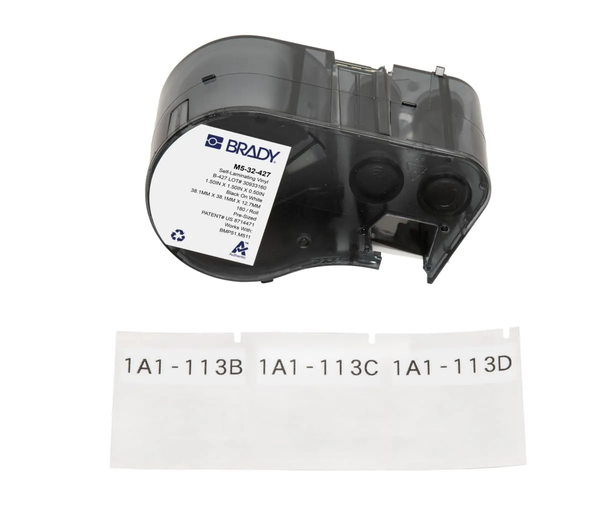 BRADY M5-32-427 — SELF-LAMINATING VINYL WRAP AROUND LABELS WITH RIBBON