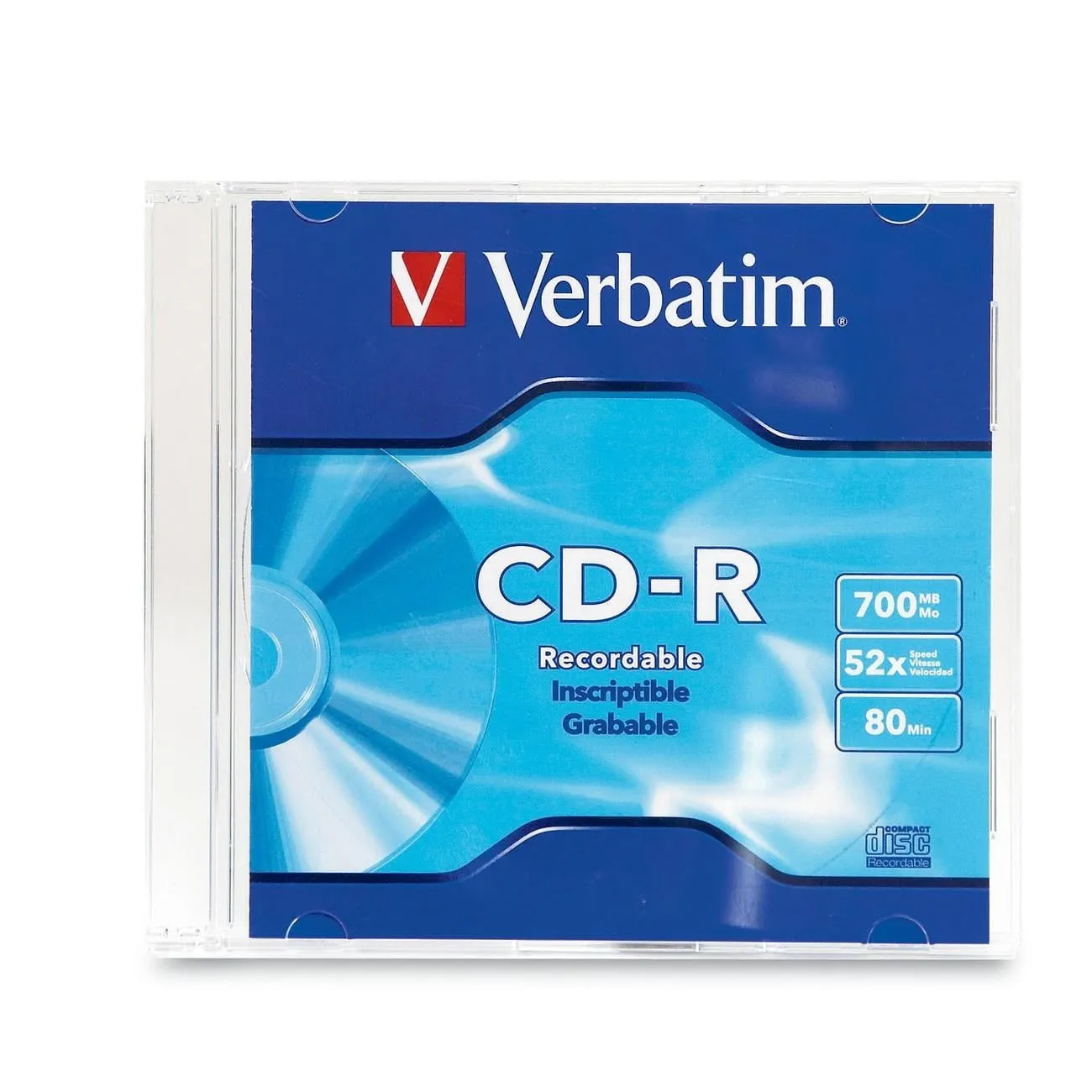 VERBATIM 94776 — Verbatim CD-R, 94776, 700MB, 52X, Branded, 1PK Slim Case