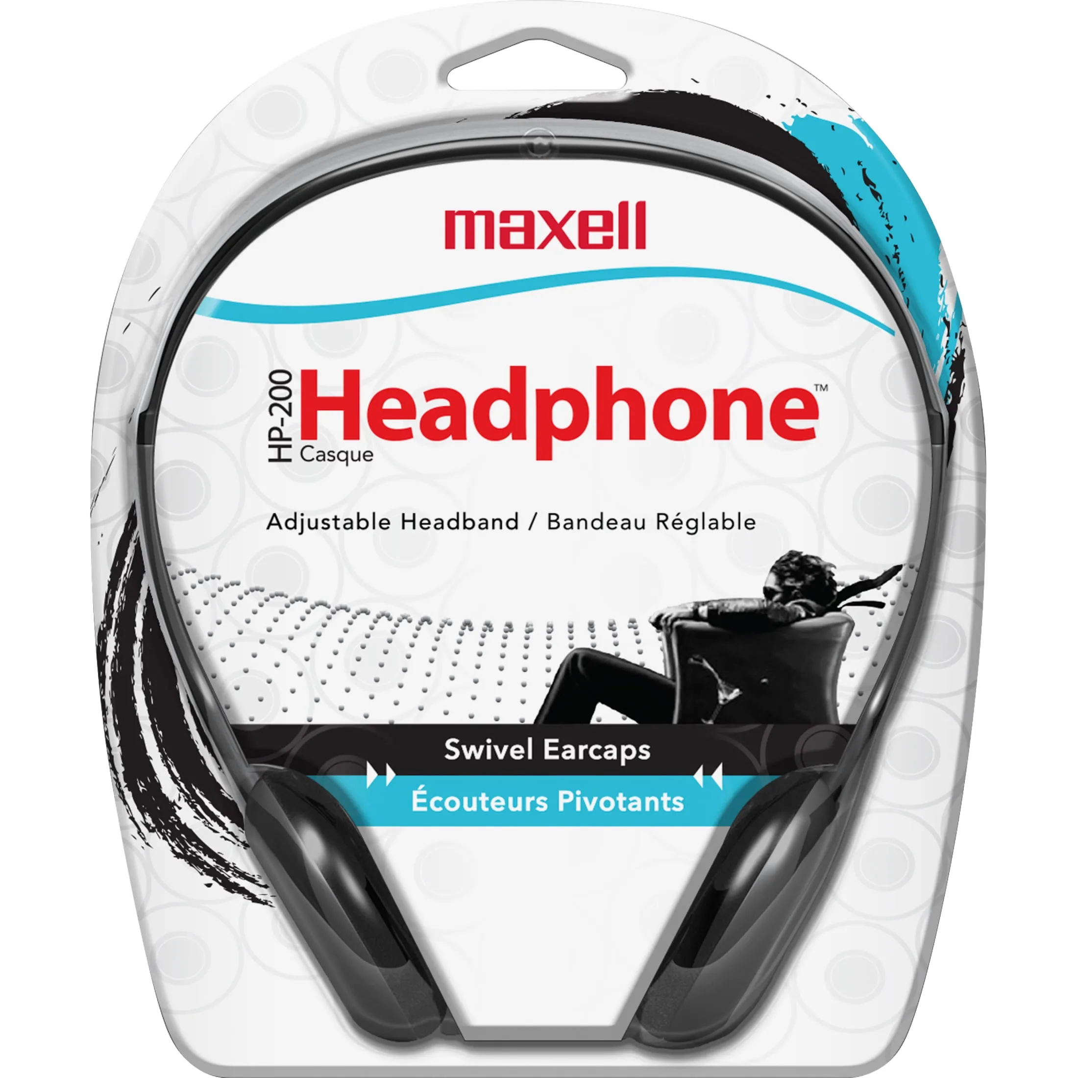 MAXELL 190318 — WIRED 3.5MM , OPP WIRED HEADPHONE WITH SWIVEL EARCUP (NO MIC) 4FT CORD- BLACK