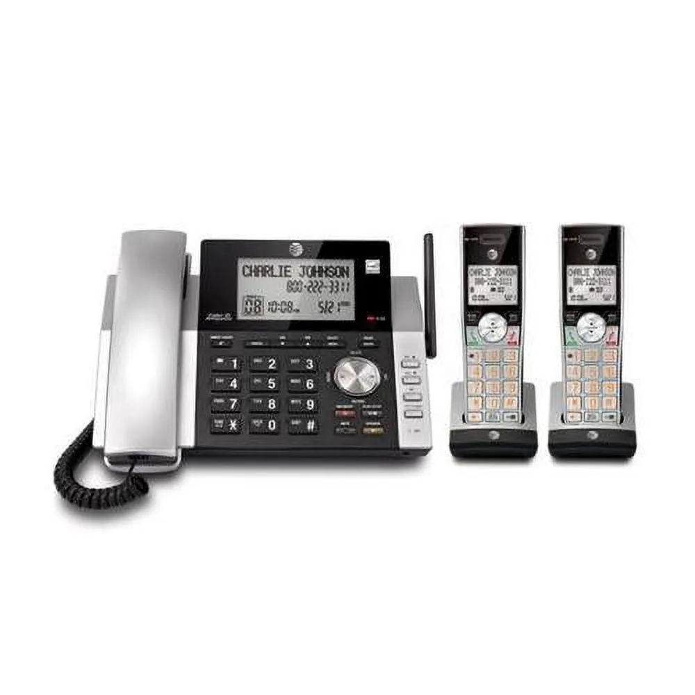 AT&T CL84215 — DECT 6.0 Expandable Cordless Phone with Answering System and Caller ID Silver/Black with 2 Handsets