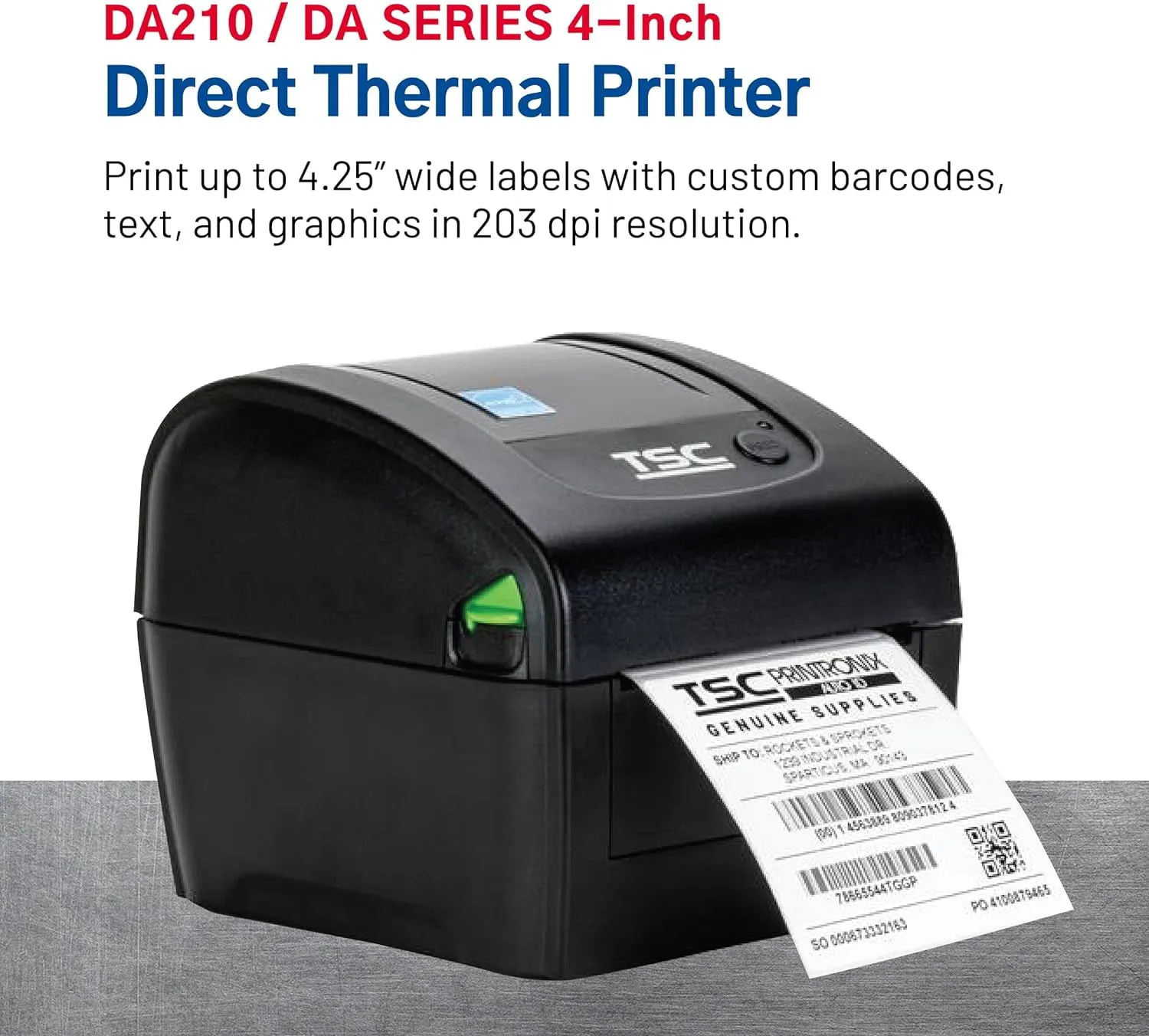 TSC AMERICA 99-158A001-0001 — TSC DA210 USB Label Printer with 16MB DRAM and 8MB Flash