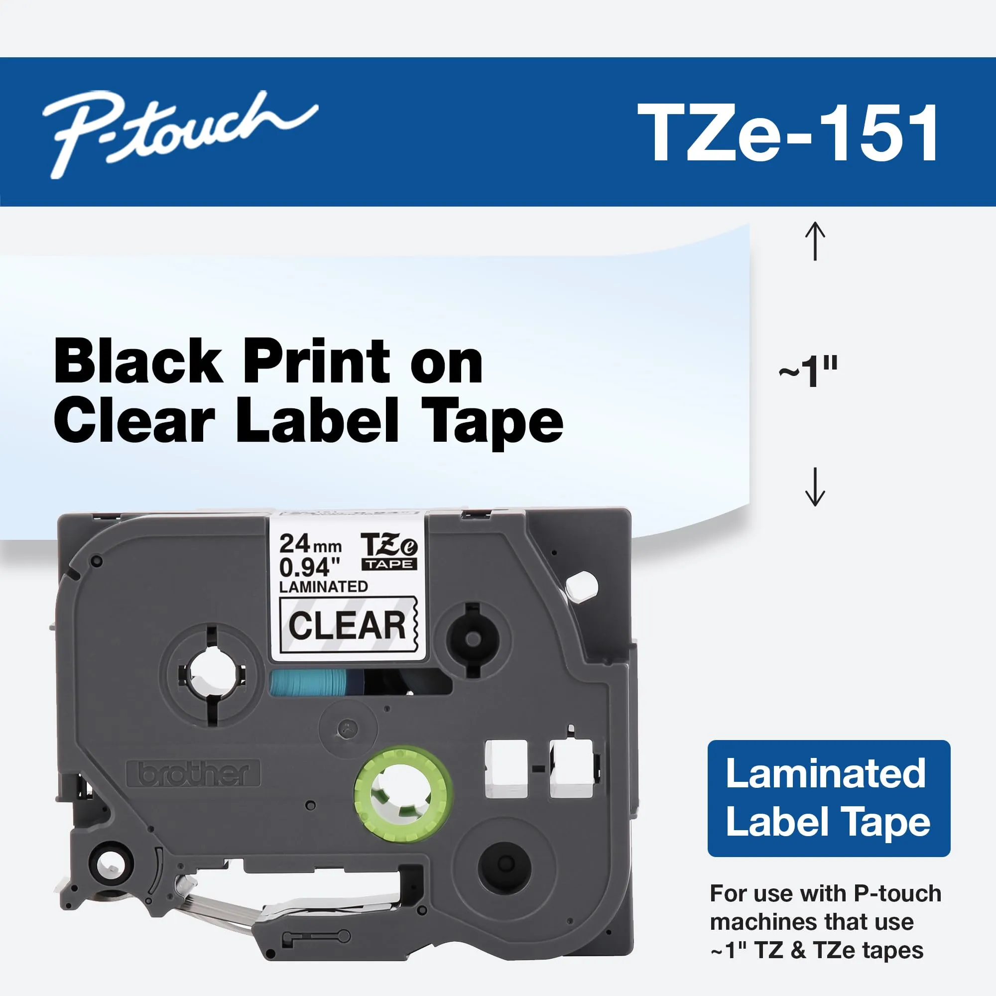 Brother TZE151G - Brother P-touch TZe Laminated Label Tape - 1 x 26.2