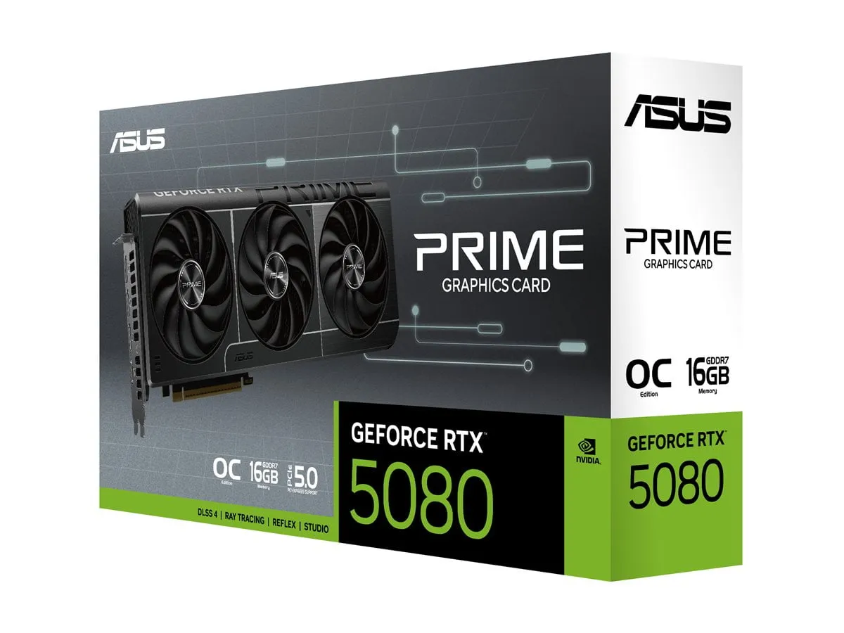 ASUS PRIME-RTX5080-O16G — THE SFF-READY ASUS PRIME GEFORCE RTX 5080 16GB GDDR7 OC EDITION GRAPHICS CARD (P