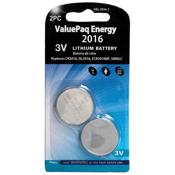 Dantona PEDOTVAL20162 — Dantona(R) VAL-2016-2 ValuePaq Energy 2016 Lithium Coin Cell Batteries, 2 pk