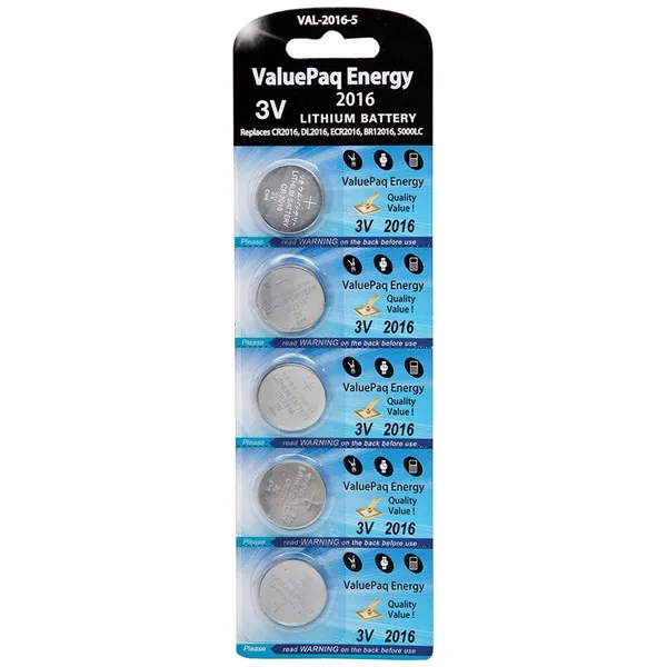 Dantona PEDOTVAL20165 — Dantona(R) VAL-2016-5 ValuePaq Energy 2016 Lithium Coin Cell Batteries, 5 pk
