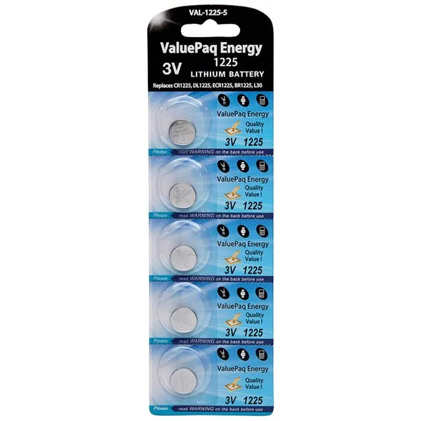 Dantona PEDOTVAL12255 — Dantona(R) VAL-1225-5 ValuePaq Energy 1225 Lithium Coin Cell Batteries, 5 pk