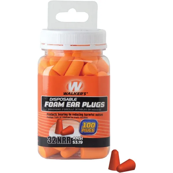 Walkers GWP-FP-50PK — Walkers Game Ear(R) GWP-FP-50PK Foam Ear Plugs, 100-ct Jar