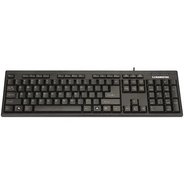 Manhattan 175708 — ENHANCED KEYBOARD USB, BLACK - 104 KEYS - STREAMLINED, DURABLE DESIGN IDEAL FOR