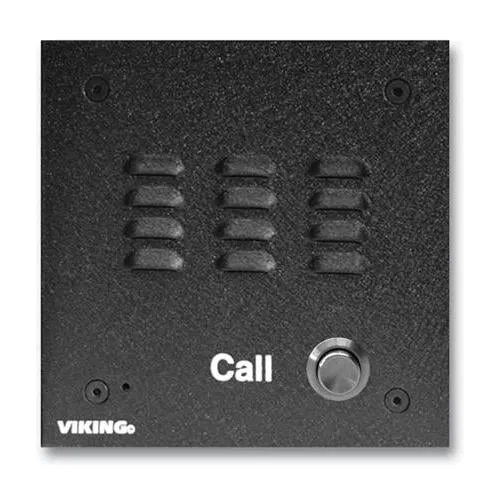 Viking Electronics VK-E-10A — Speaker Phone with Call Button & Black Aluminum Faceplate Flush Mount with Included Rough-In Box or Surface Mount with an Optional VE-5x5