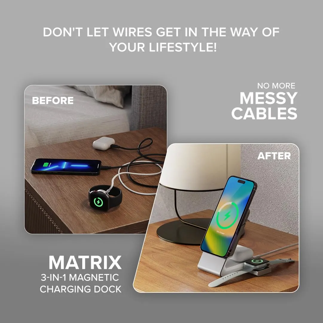 ALOGIC MSCDDAWCWH-US — ALOGIC MATRIX 3-IN-1 MAGNETIC CHARGING DOCK WITH APPLE WATCH CHARGER - WHITE, US