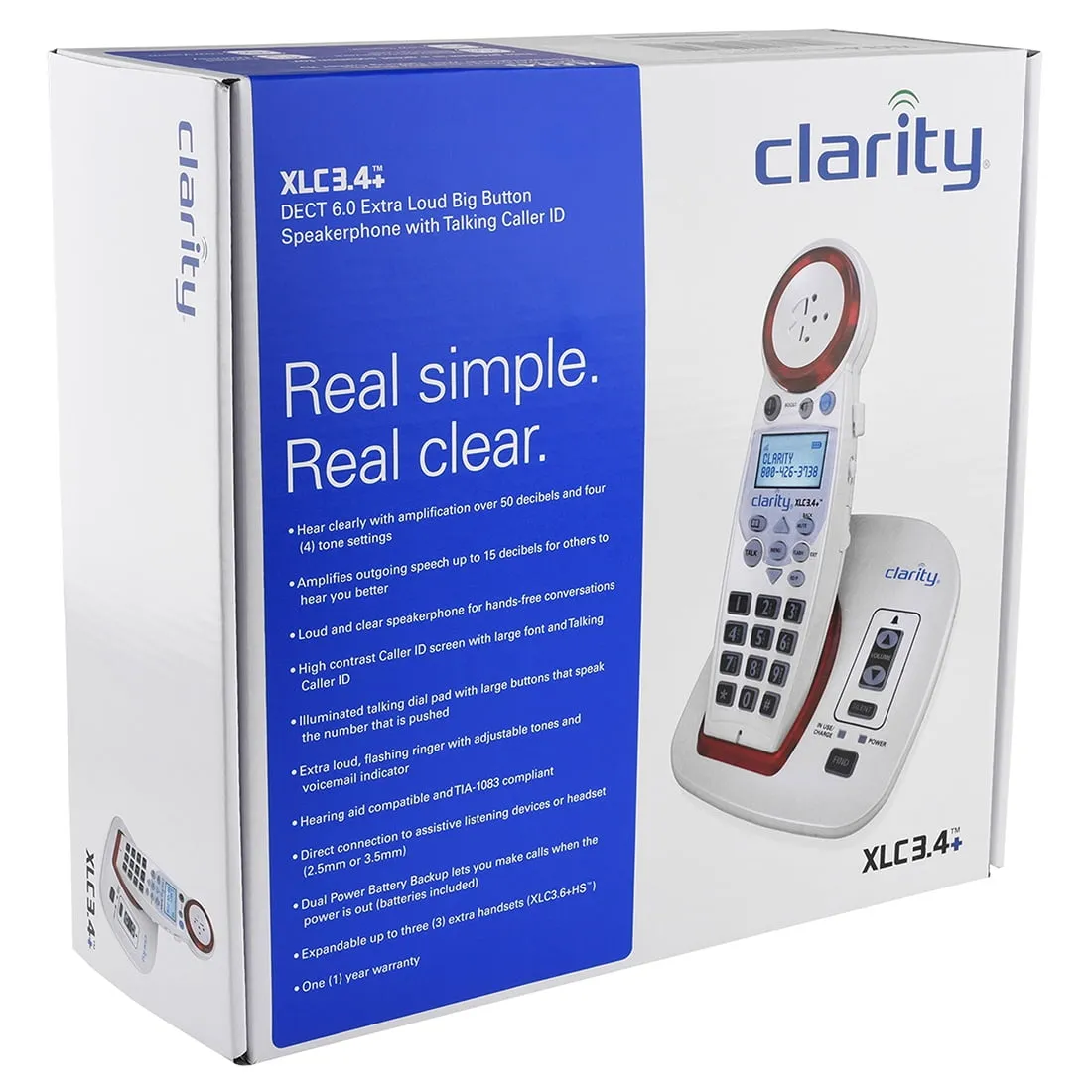 CLARITY XLC3.4+ - Clarity Dect 6.0 Extra-loud Big-button Speakerphone With Tal