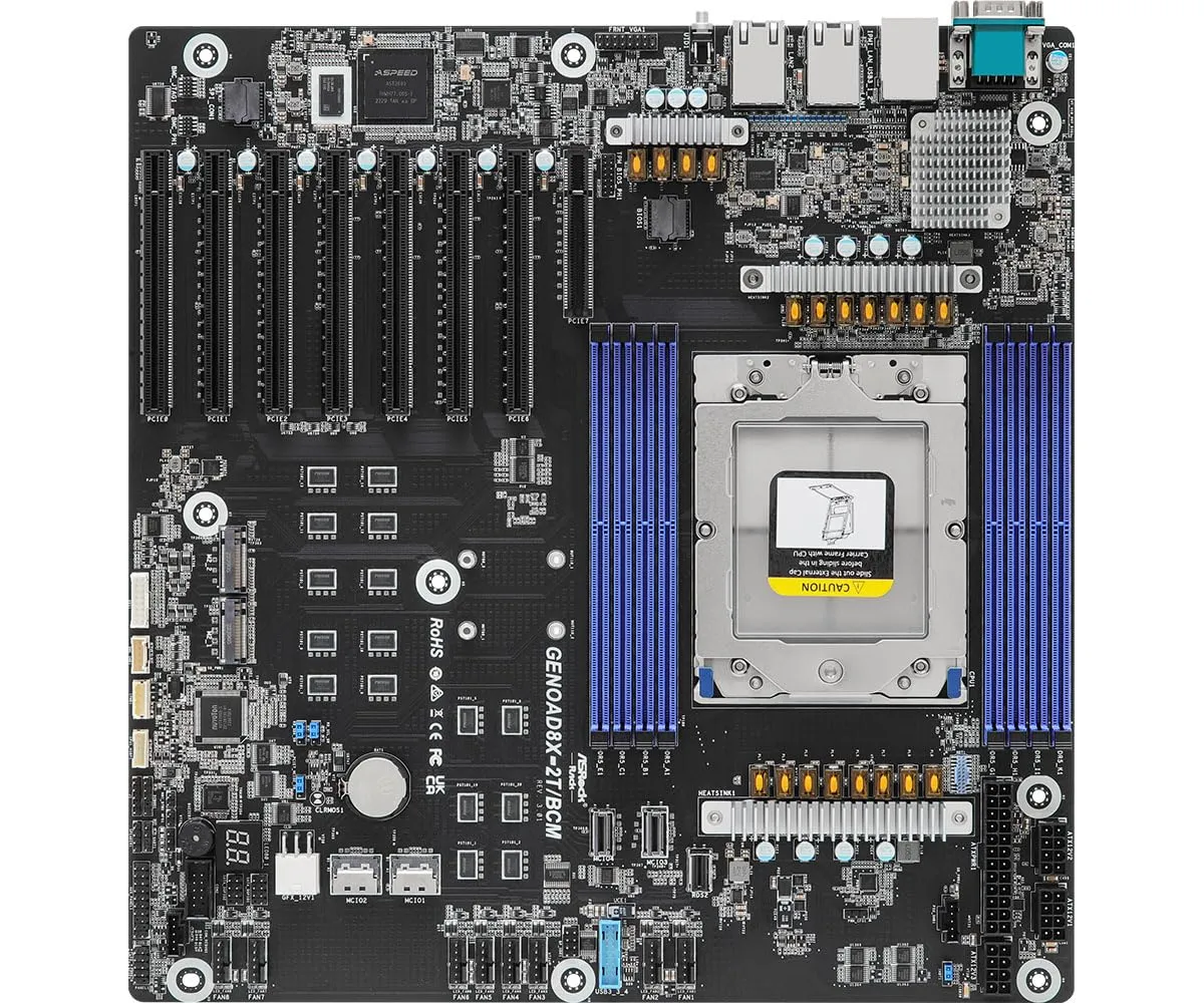 ASRock GENOAD8X-2T/BCM - ASRock MB GENOAD8X-2T BCM System on Chip LGA6096 Max512GB DD