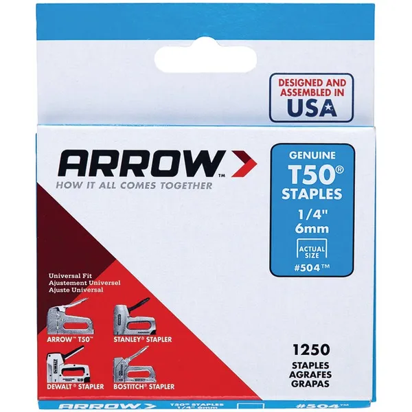 ARROW AFC50424 — Arrow(R) 50424 T50(R) Staples, 1,250 pk (1/4)