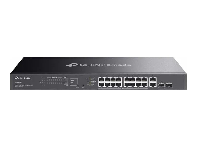 TPLINK ES220GMP — OMADA 20-PORT GIGABIT EASY MANAGED SWITCH WITH 16-PORT POE+PORT: 16 GIGABIT POE+