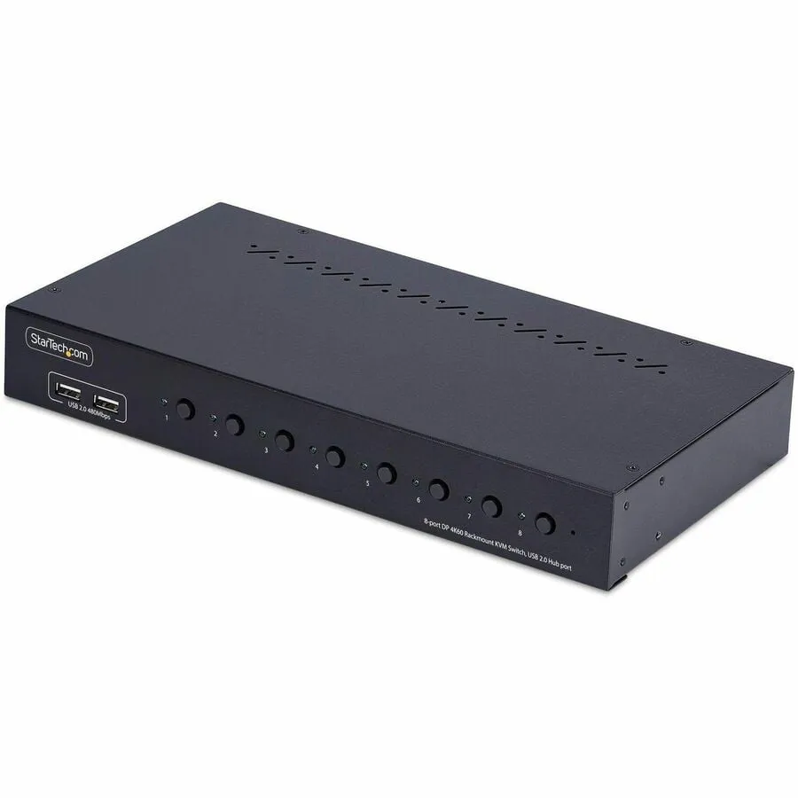 STARTECH R8AD122-KVM-SWITCH — 8-PORT DISPLAYPORT KVM SWITCH WITH 1U RACK MOUNT KIT, 4K 60HZ DP 1.2, PUSH-BUTTO