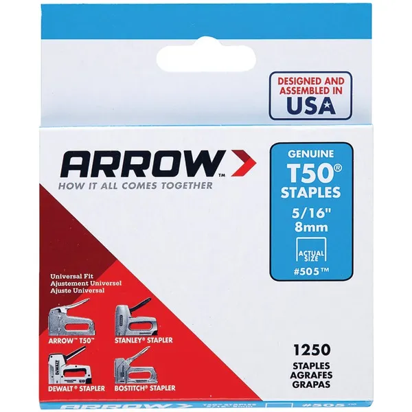ARROW AFC50524 — Arrow(R) 50524 T50(R) Staples, 1,250 pk (5/16)