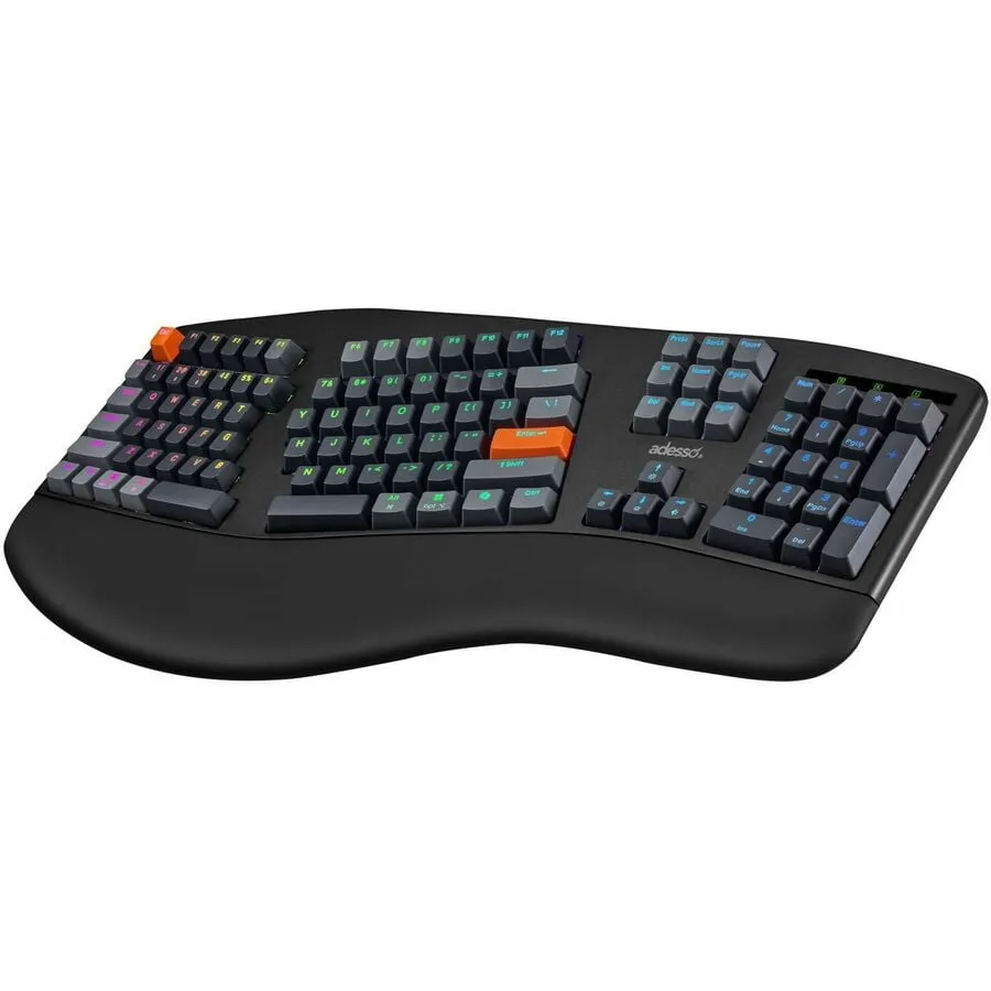 Adesso EASYTOUCH1500 — WIRED/WIRELESS/BLUETOOTH ERGONOMIC MULTI-OS ILLUMINATED MECHANICAL VIA KEYBOARD