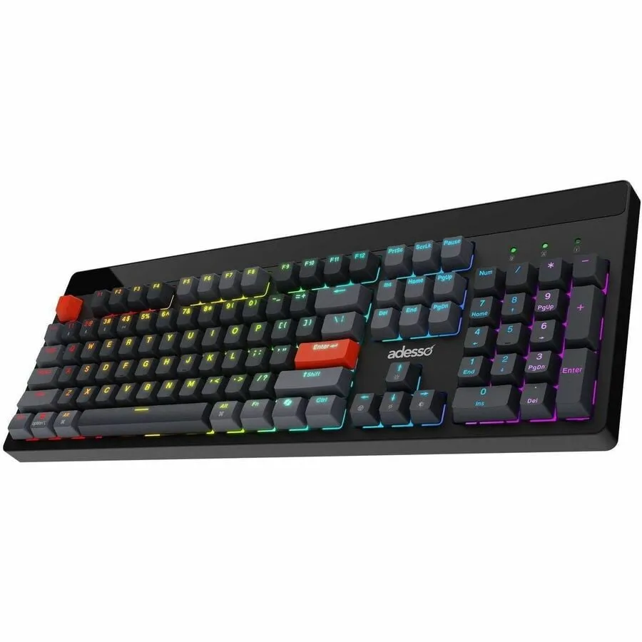 Adesso EASYTOUCH1300 — WIRED/WIRELESS/BLUETOOTH MULTI-OS ILLUMINATED MECHANICAL VIA KEYBOARD WITH COPIL
