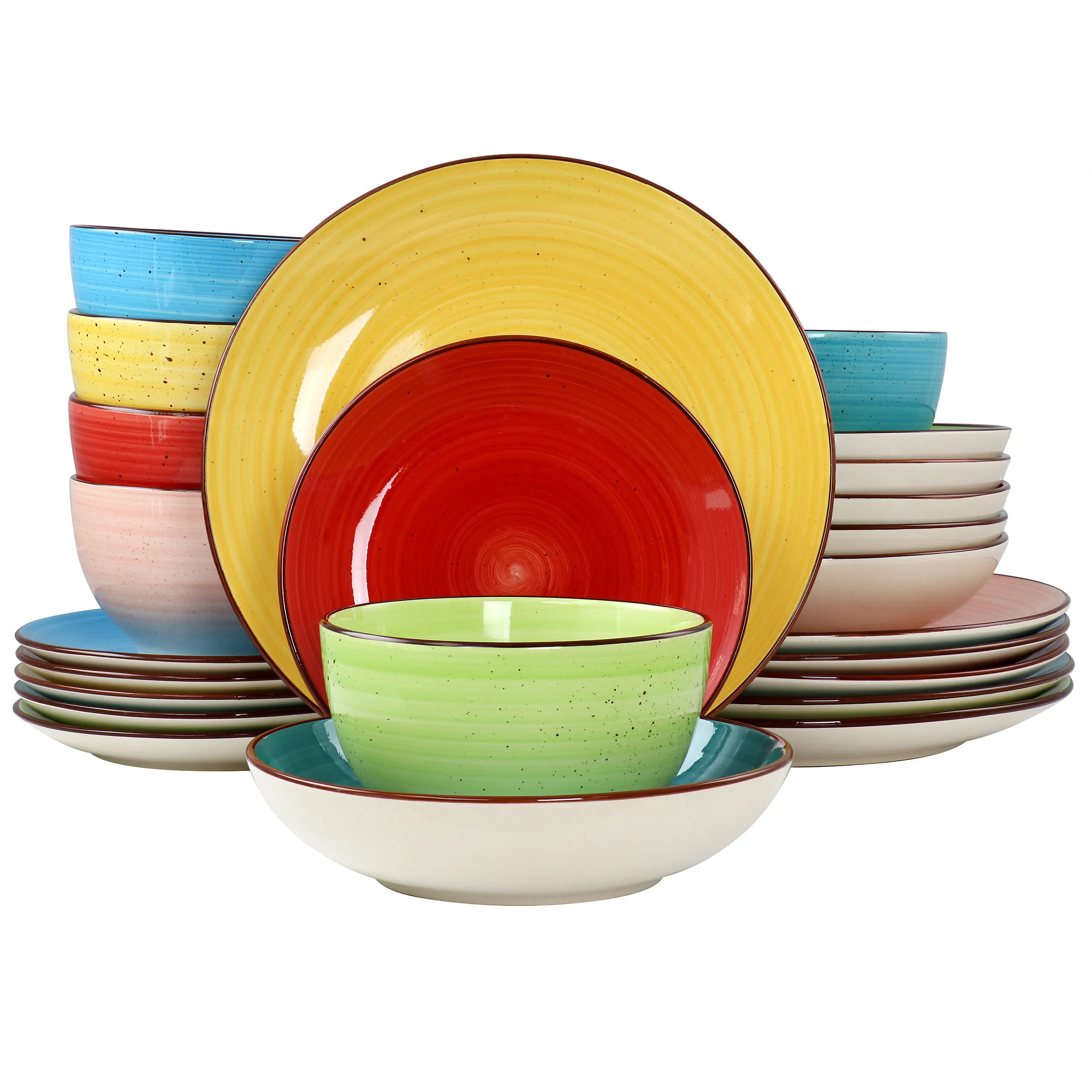 ELAMA ELM-SEBASTIAN24 — Elama Sebastian 24-Piece Stoneware Double Bowl Set