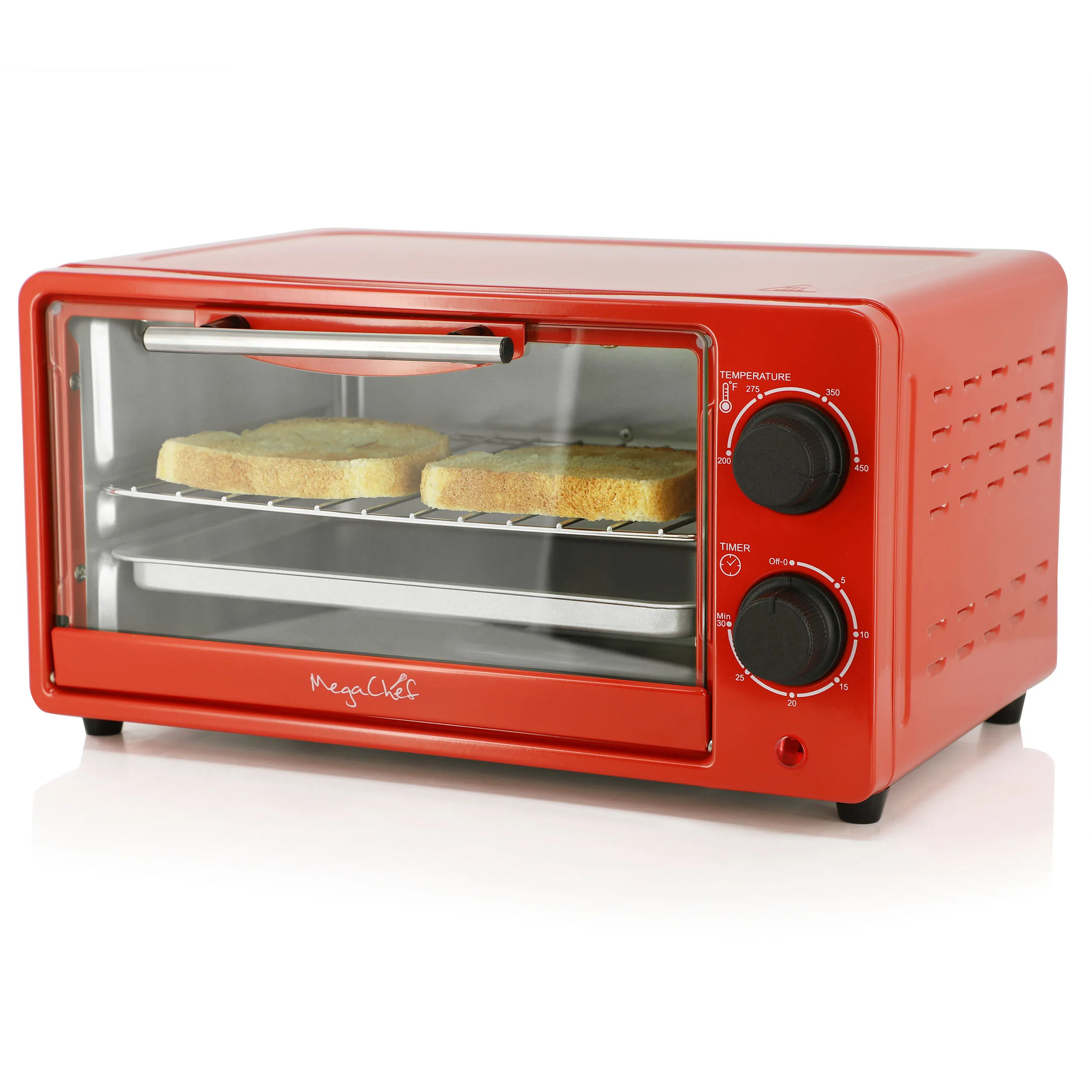 MegaChef MCOV-1200RD — MegaChef 9.5 Quart Electric Countertop Toaster Oven - Red