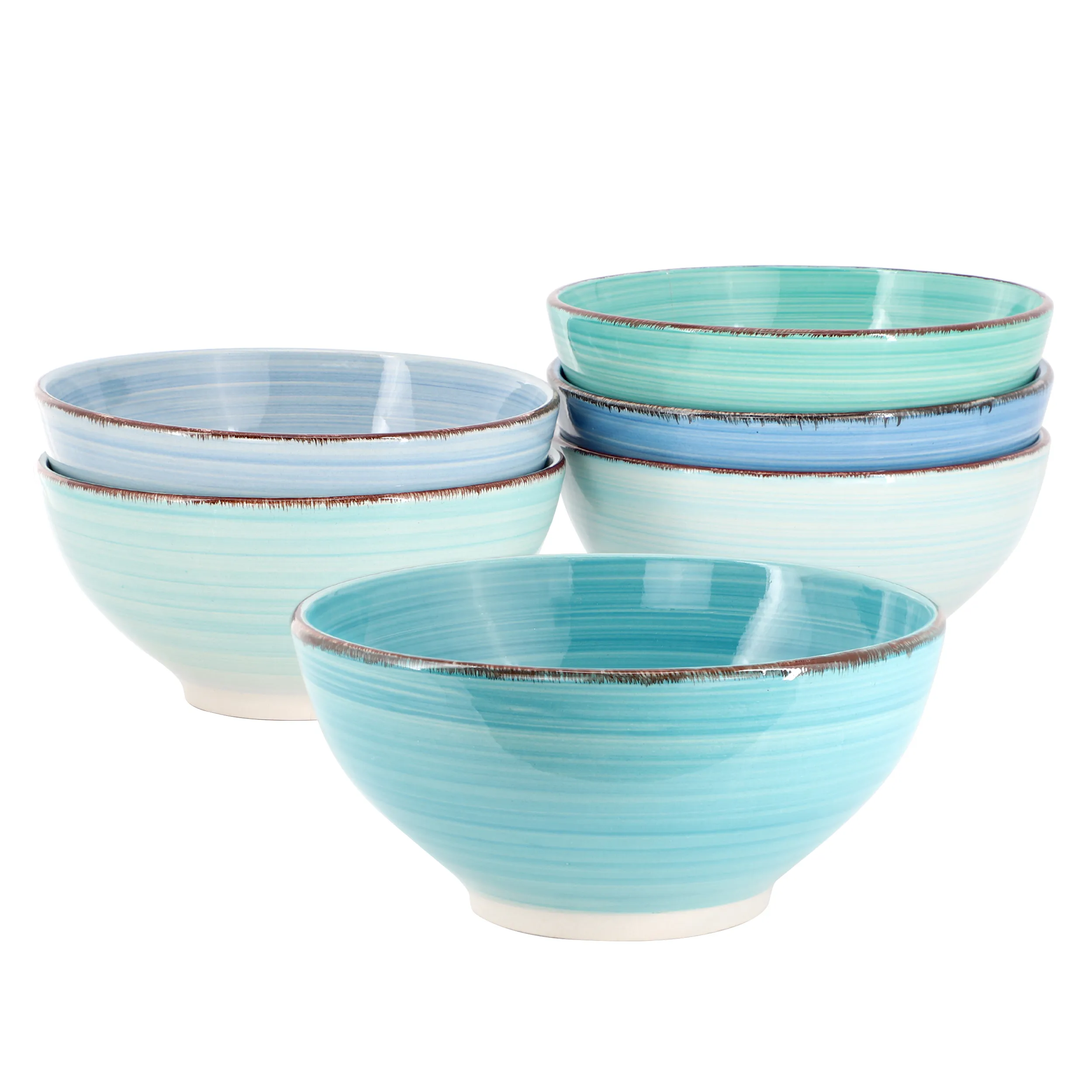 ELAMA ELM-BLUE-RIDGE-6-BOWL — Elama Blue Ridge 6.25 Inch 6 Piece Round Stoneware Assorted Bowl Set
