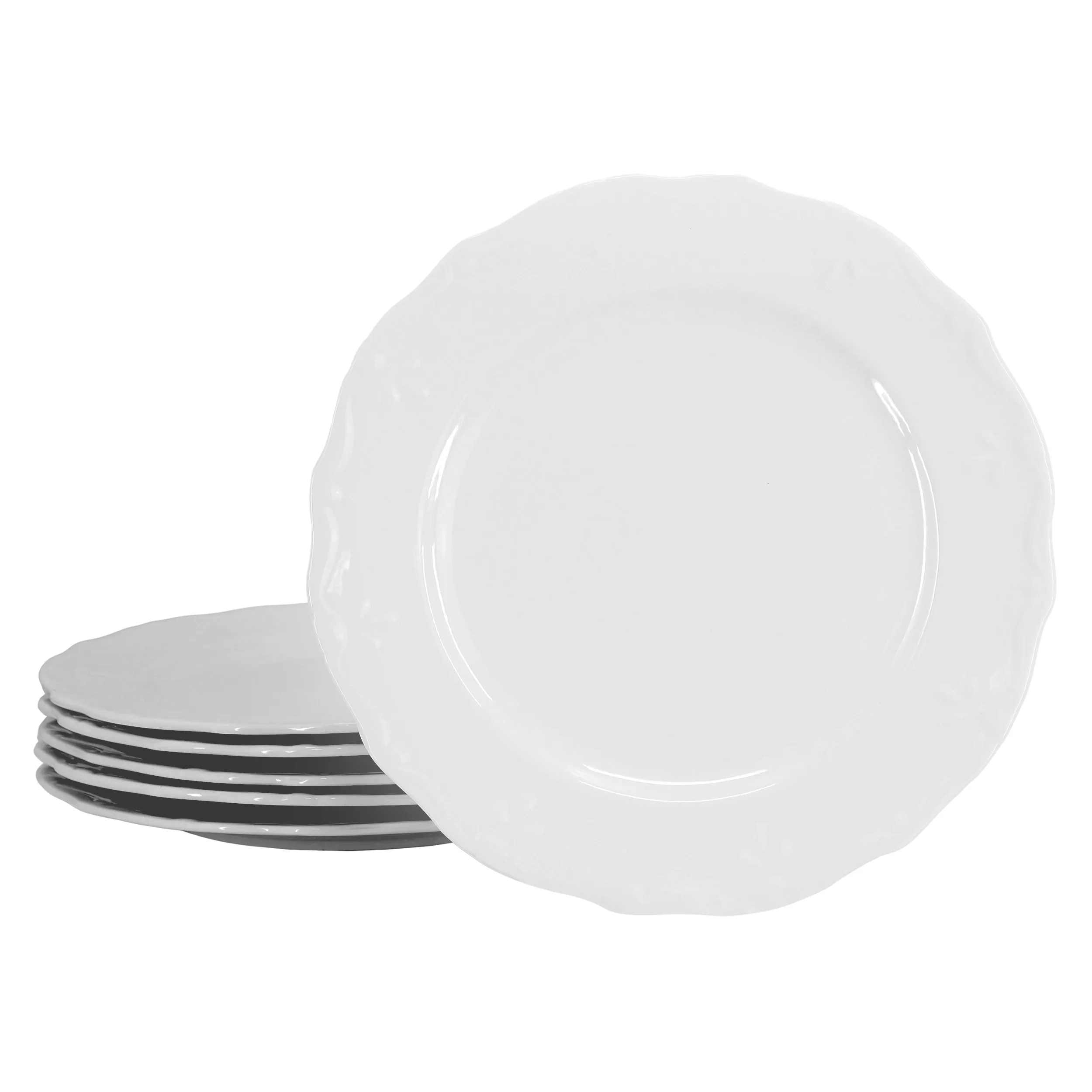 ELAMA ELM-HENRYI-DINNER — Elama Henryi 6 Piece 10.6 Inch Porcelain Dinner Plate Set in White